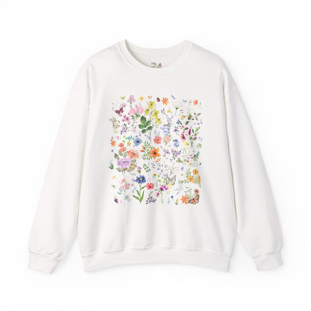 Boho Wildflower Vintage Pressed Flower Shirt with Butterflies, Floral Goblincore Gift for Gardener, Soft Girl Style Cottagecore Aesthetic - Opal and June