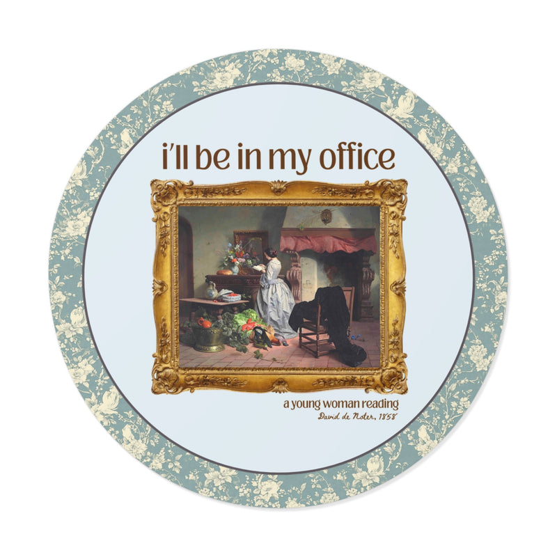 Book Lover Art History Sticker: I'll Be In My Office, Boho Romance Reader Gift, Young Woman Reading by David de Noter, 19th Century Art - Opal and June