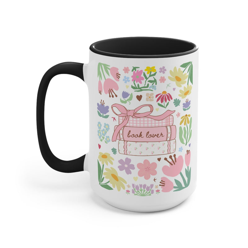 Book Lover Coffee Mug with Flowers: Romance Reader Bookish Present for Bookworm, School Librarian, Gift for Reading Teacher, Read More Books - Opal and June