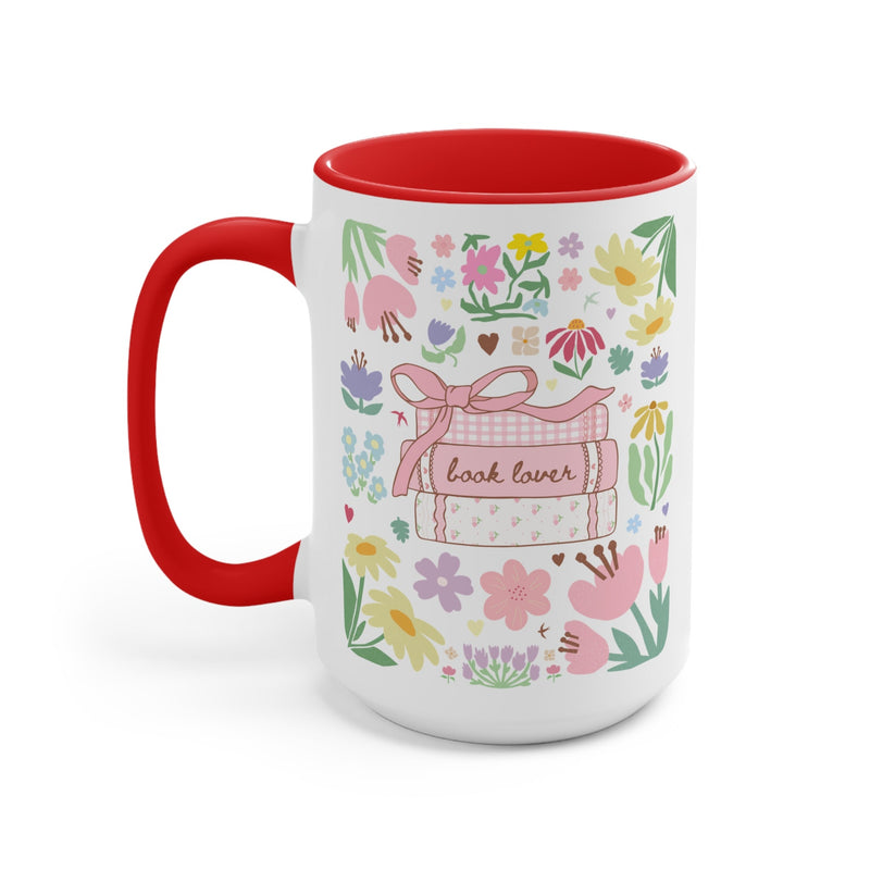 Book Lover Coffee Mug with Flowers: Romance Reader Bookish Present for Bookworm, School Librarian, Gift for Reading Teacher, Read More Books - Opal and June