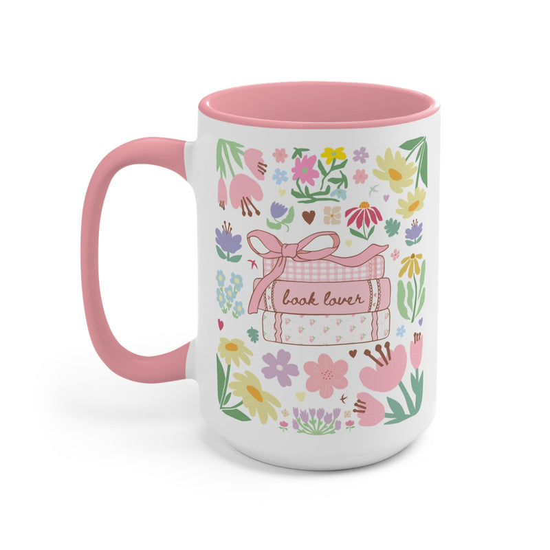 Book Lover Coffee Mug with Flowers: Romance Reader Bookish Present for Bookworm, School Librarian, Gift for Reading Teacher, Read More Books - Opal and June