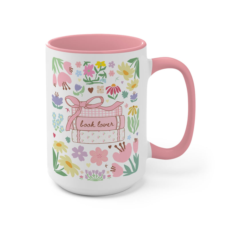 Book Lover Coffee Mug with Flowers: Romance Reader Bookish Present for Bookworm, School Librarian, Gift for Reading Teacher, Read More Books - Opal and June