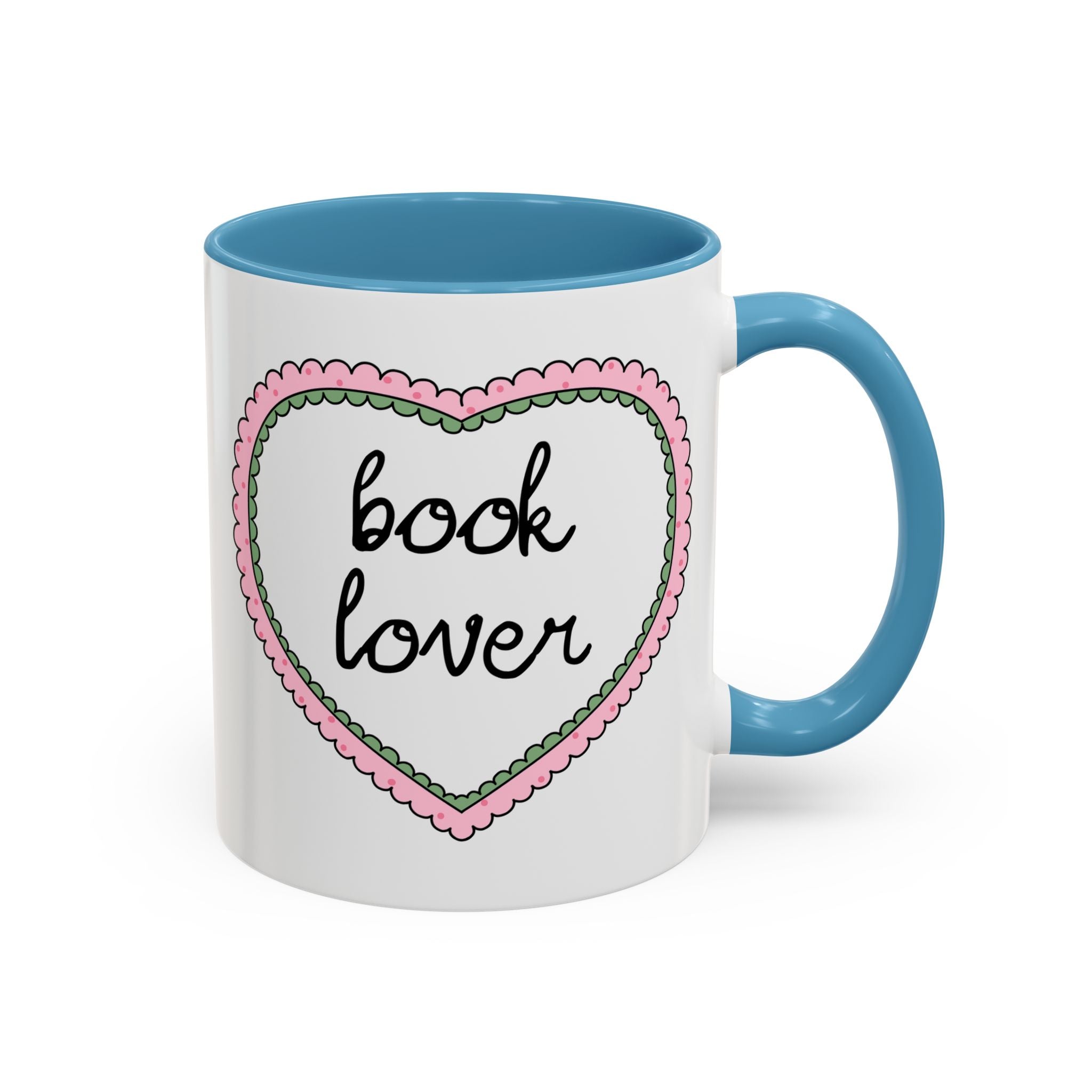 Book Lover Coffee Mug with Heart: 11 Oz Coffee Mug for Romance Reader, Cute Valentine's Day Bookish Present - Opal and June