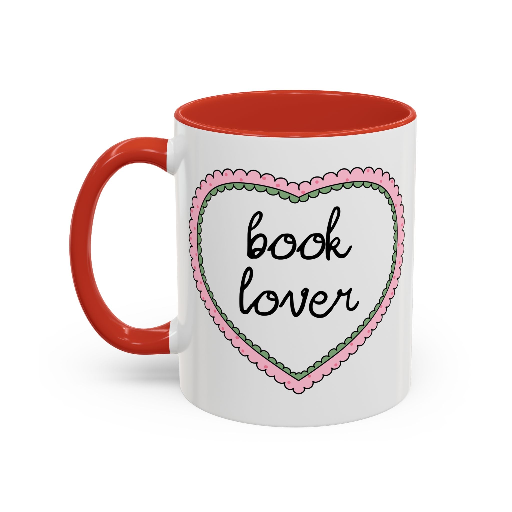 Book Lover Coffee Mug with Heart: 11 Oz Coffee Mug for Romance Reader, Cute Valentine's Day Bookish Present - Opal and June