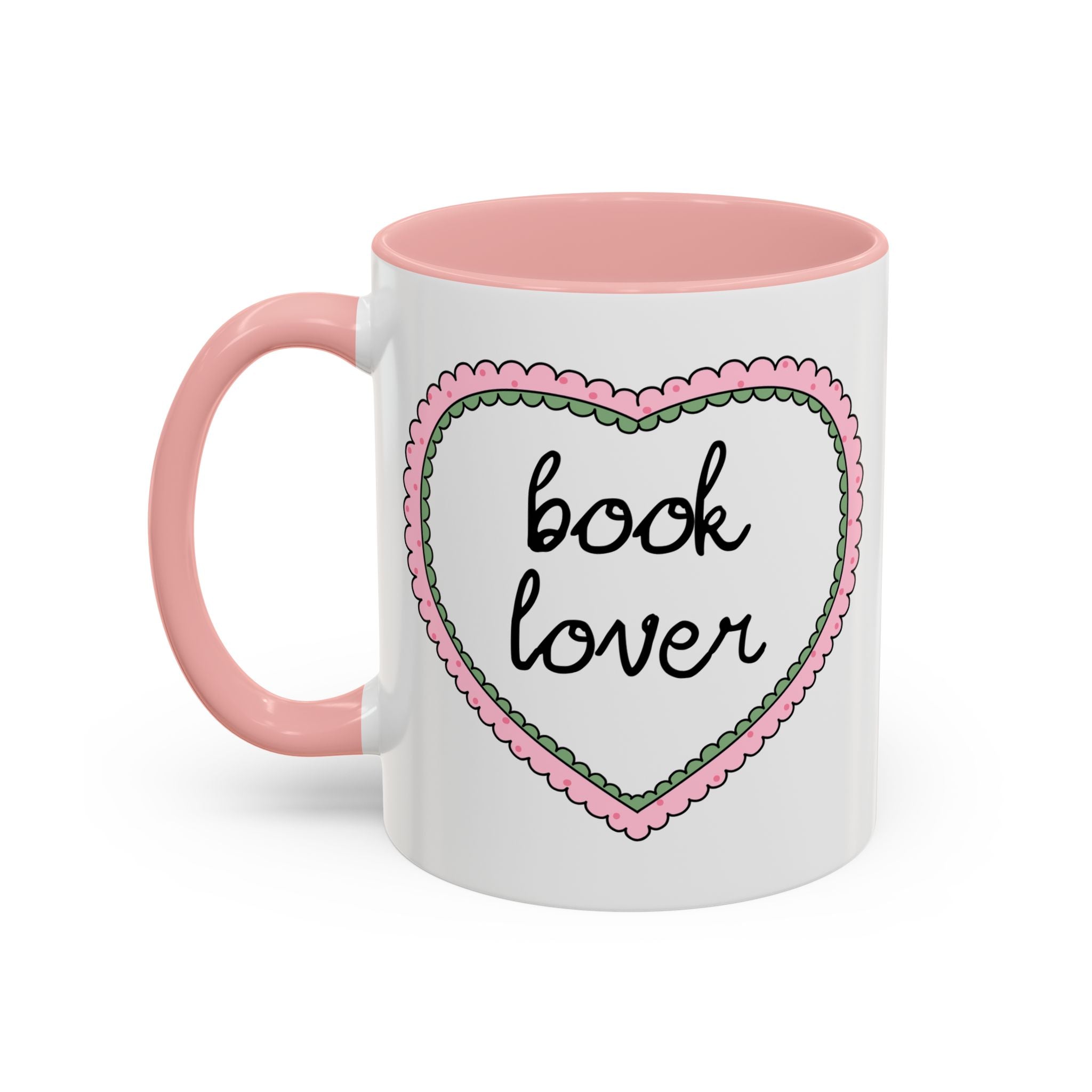 Book Lover Coffee Mug with Heart: 11 Oz Coffee Mug for Romance Reader, Cute Valentine's Day Bookish Present - Opal and June