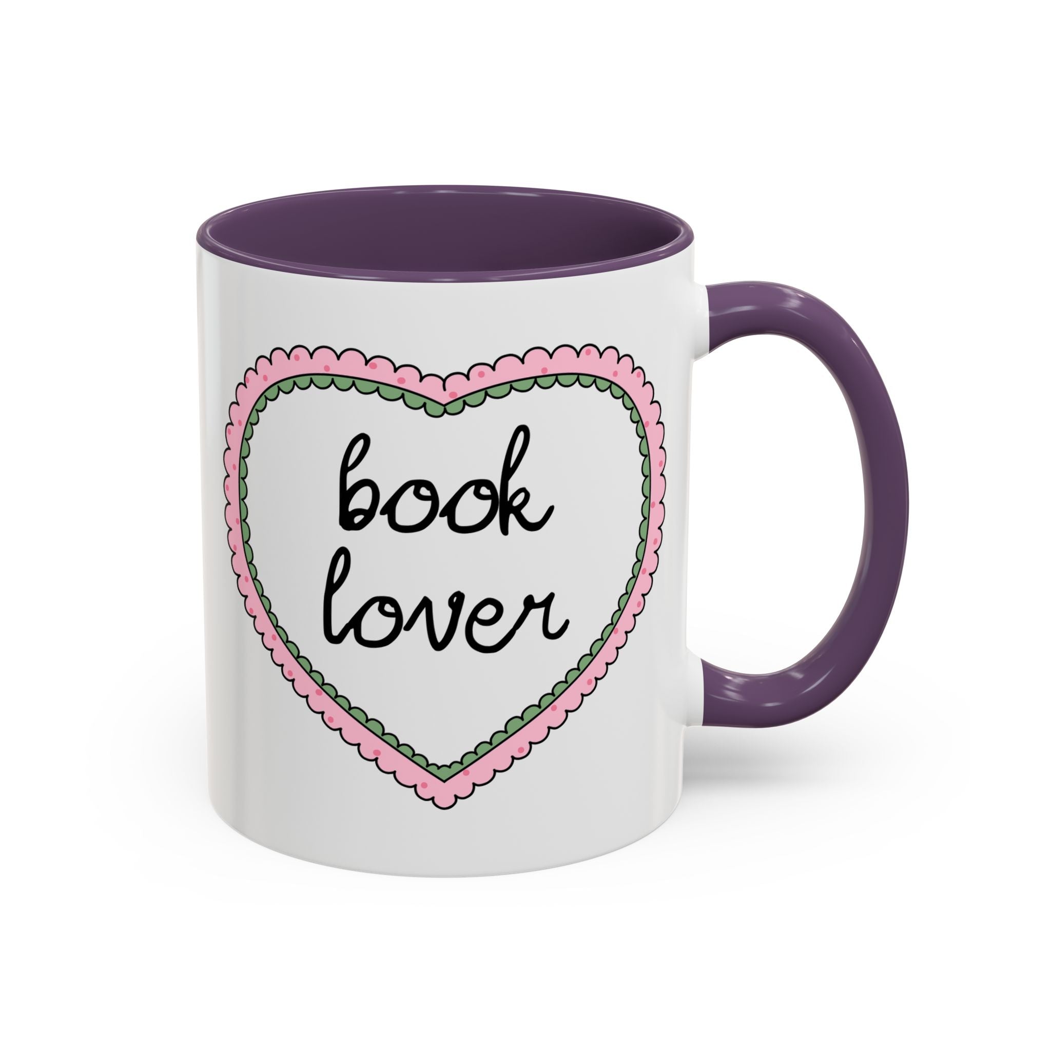 Book Lover Coffee Mug with Heart: 11 Oz Coffee Mug for Romance Reader, Cute Valentine's Day Bookish Present - Opal and June