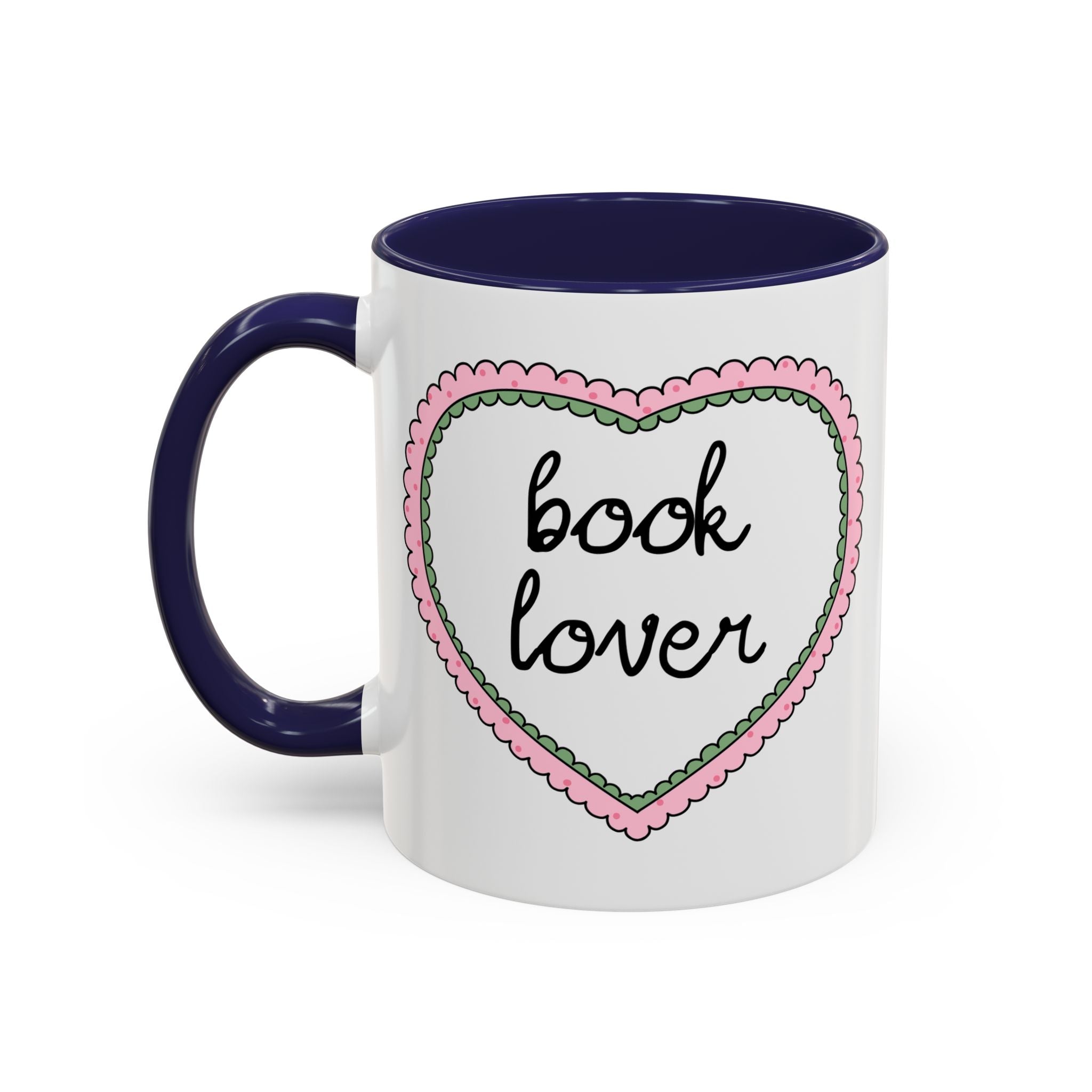 Book Lover Coffee Mug with Heart: 11 Oz Coffee Mug for Romance Reader, Cute Valentine's Day Bookish Present - Opal and June