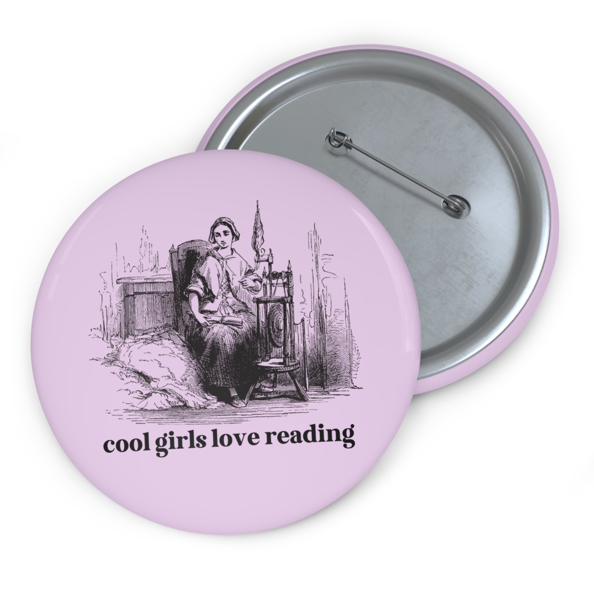 Book Lover Gift Idea for Daughter Who Loves Books: Cool Girls Love Reading, Funny Saying Bookish Button, Vintage Aesthetic, Romance Reader - Opal and June