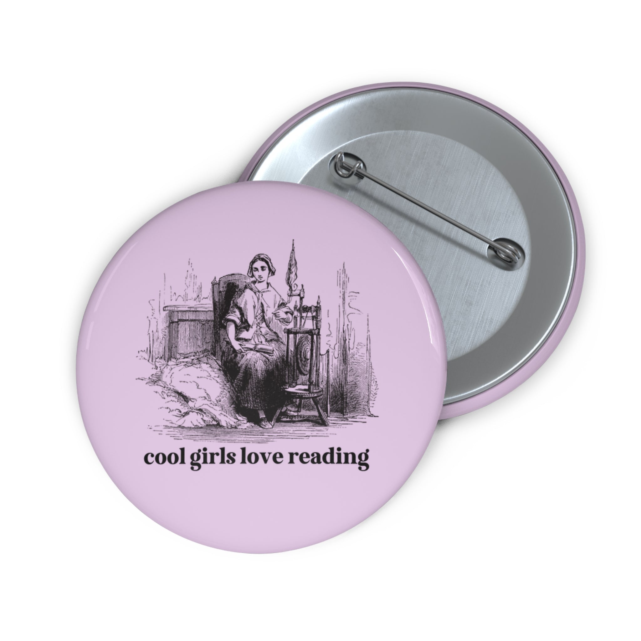 Book Lover Gift Idea for Daughter Who Loves Books: Cool Girls Love Reading, Funny Saying Bookish Button, Vintage Aesthetic, Romance Reader - Opal and June
