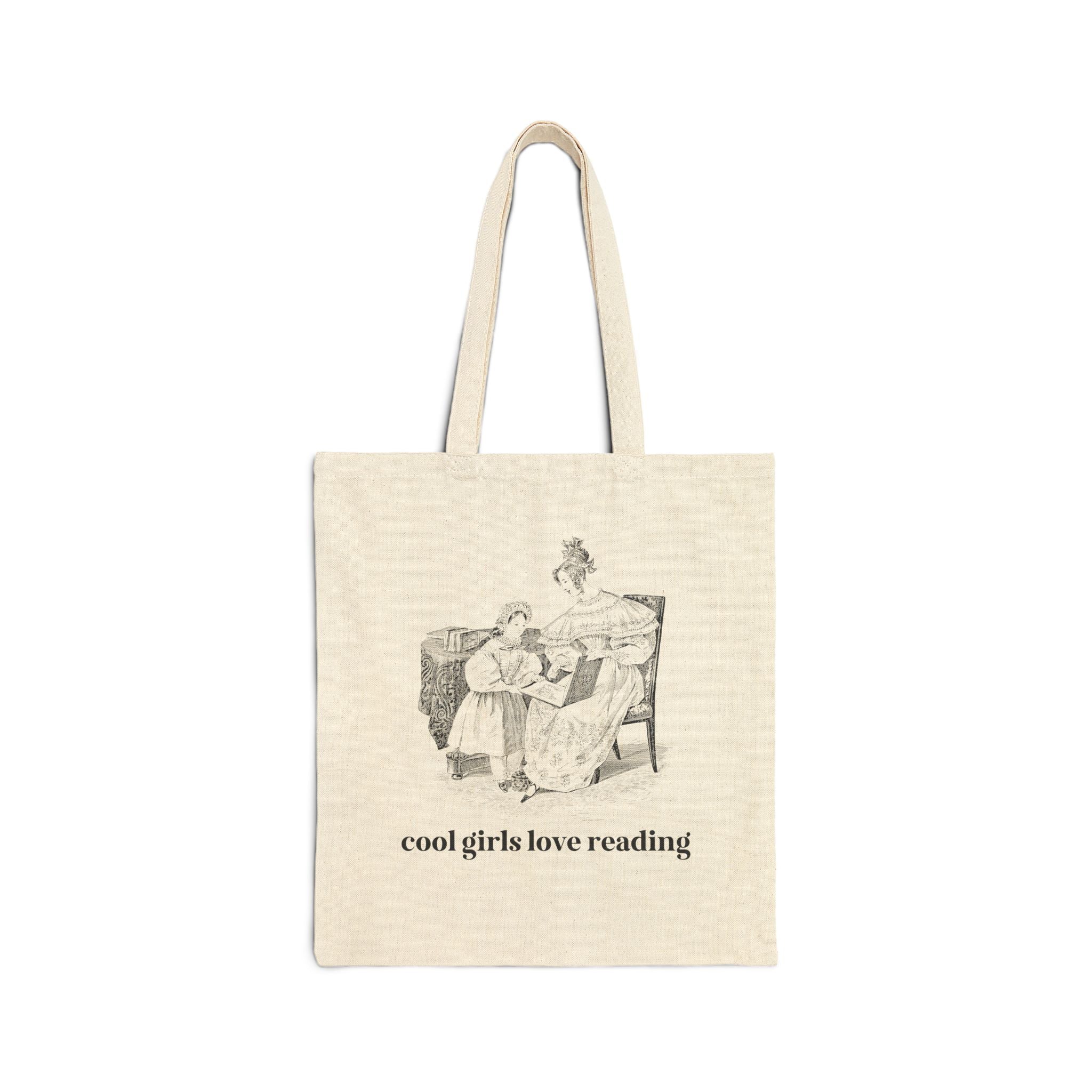 Book Lover Gift Idea for Librarian or Mom Teaching Daughter to Read: Cool Girls Love Reading, Sweet Bookish Tote for Bookworm, Moms who Read - Opal and June