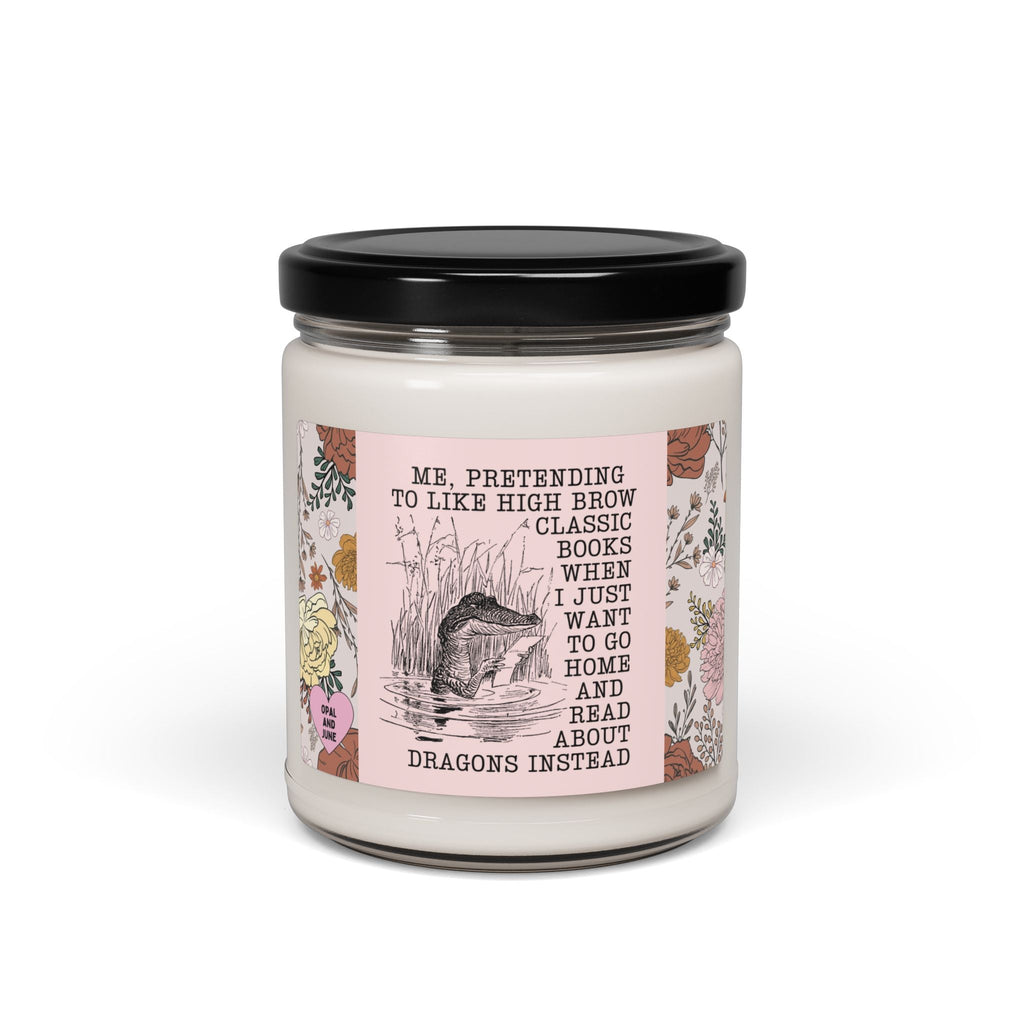 Book Lover Gift Idea: Funny Romantasy Candle for Reader Who Loves Books About Dragons | 9 Oz Soy Candle for Fantasy Reader, Bookworm Gift - Opal and June