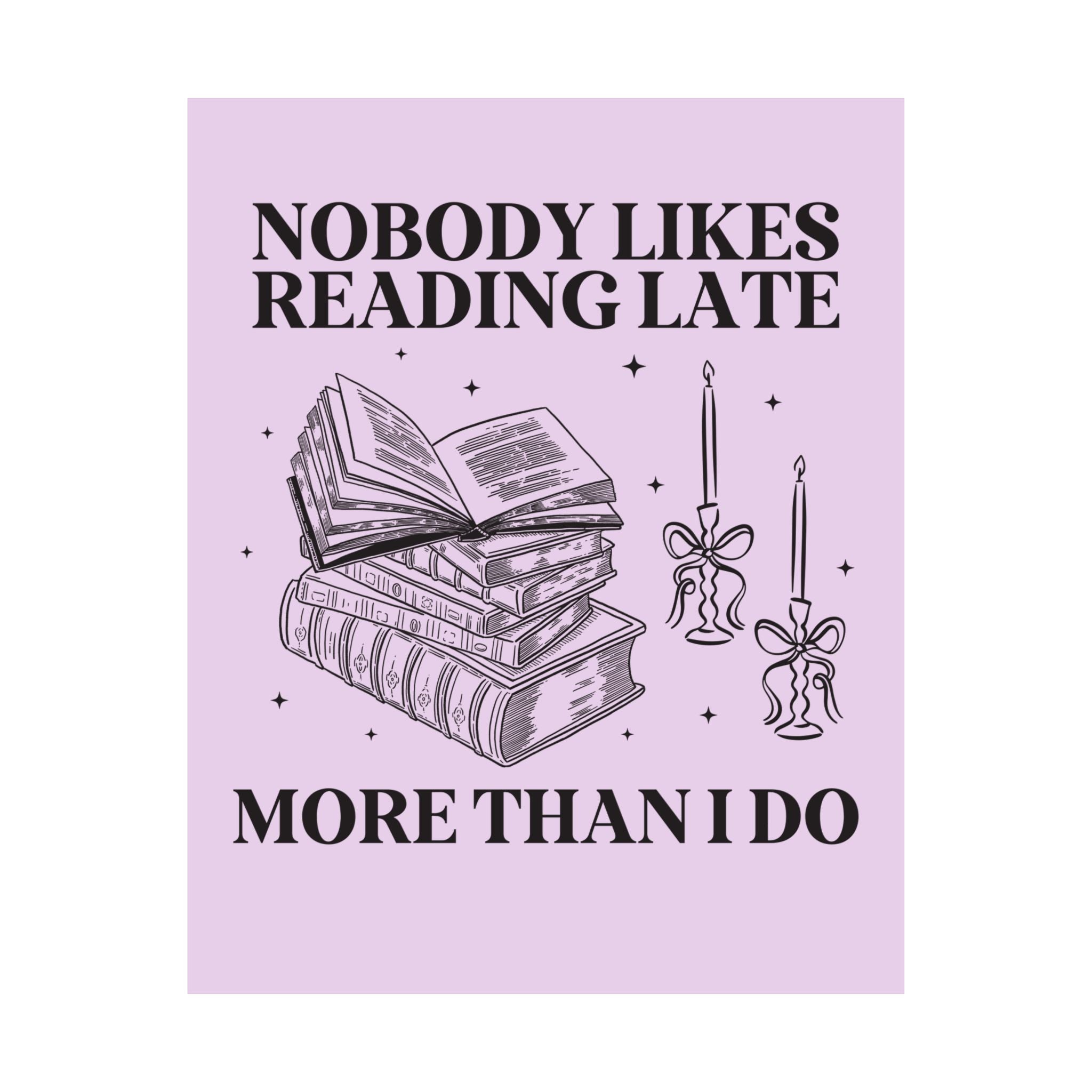 Book Lover Poster for Romance Reader Who Loves to Stay Up Late Reading, Funny Saying Bookish Print with Stars, Cute Bookworm Present - Opal and June