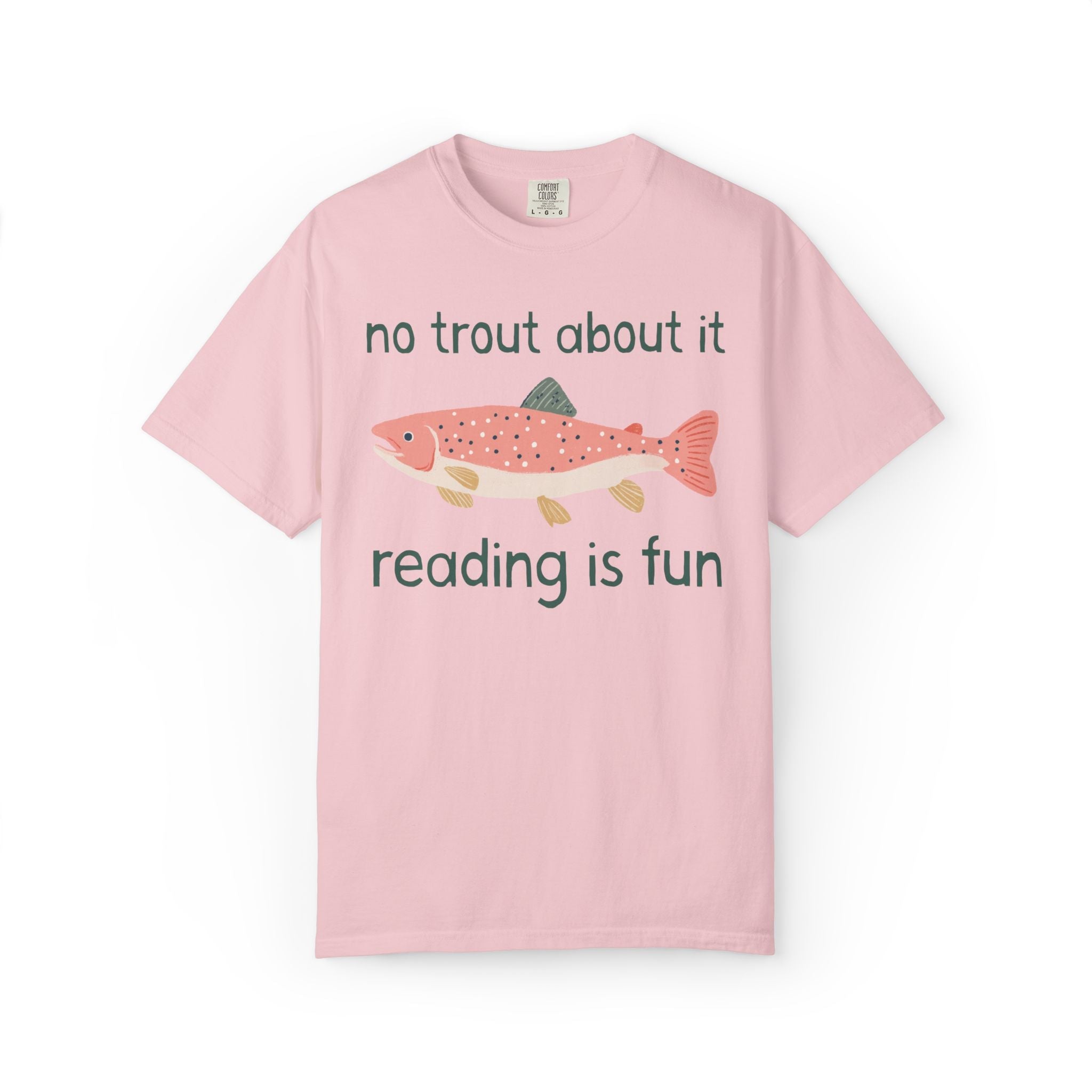 Book Lover Shirt: No Trout About it, Reading is Fun | Funny Cottagecore Fish T-Shirt for School Librarian or Reading Teacher, Back to School - Opal and June