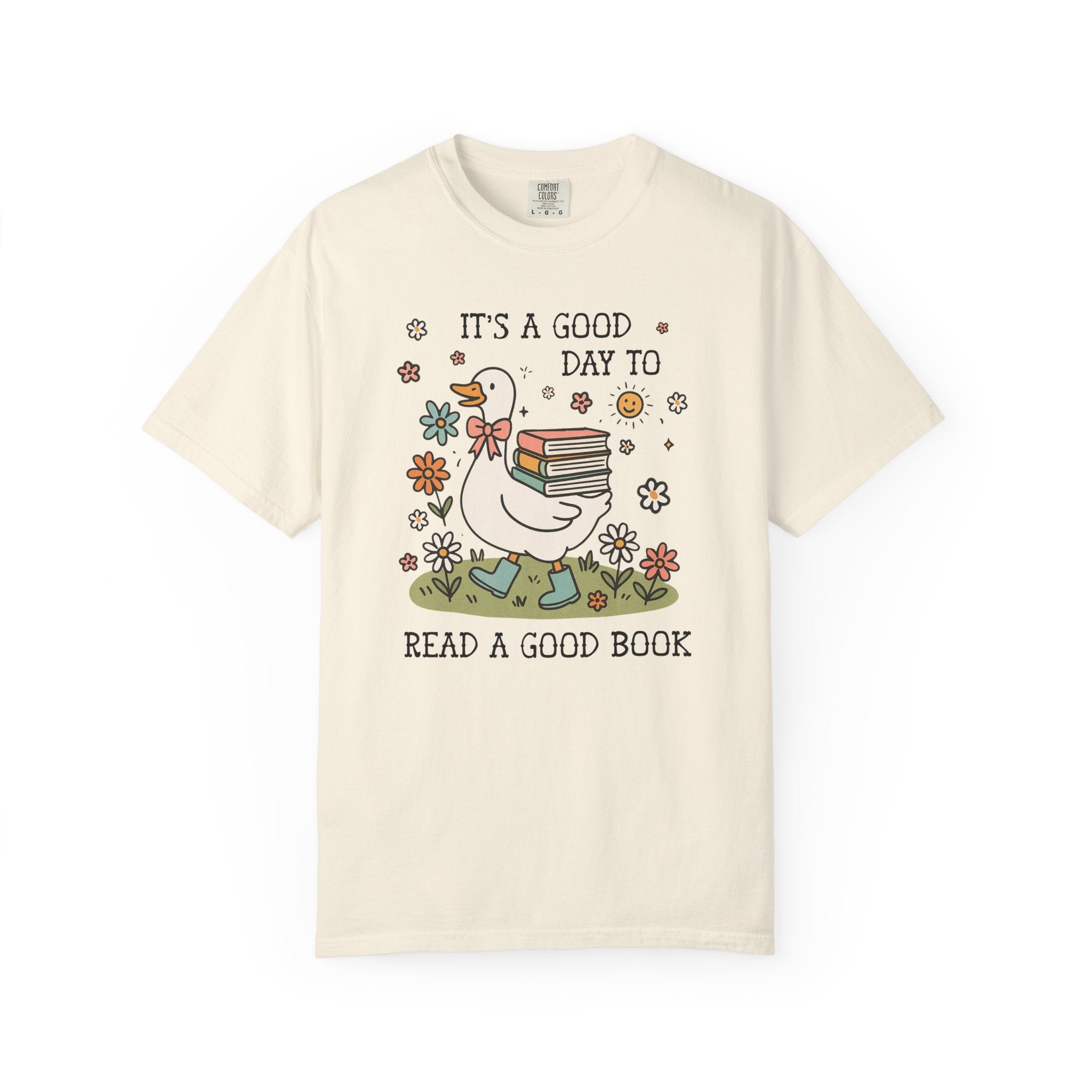 Book Lover Silly Goose Tee Shirt for School Librarian, Reading Teacher, Cute Romance Reader Bookish T-Shirt with Flowers for Animal Lover - Opal and June