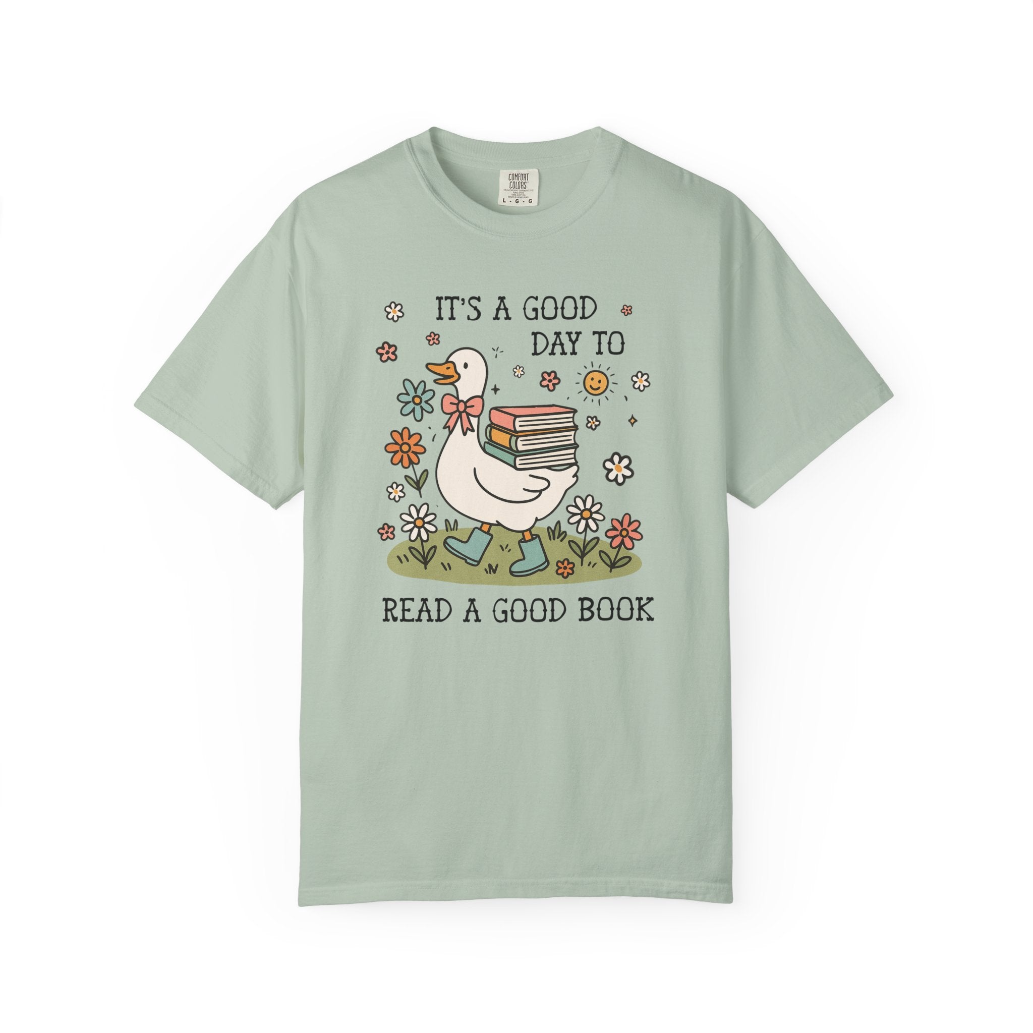 Book Lover Silly Goose Tee Shirt for School Librarian, Reading Teacher, Cute Romance Reader Bookish T-Shirt with Flowers for Animal Lover - Opal and June