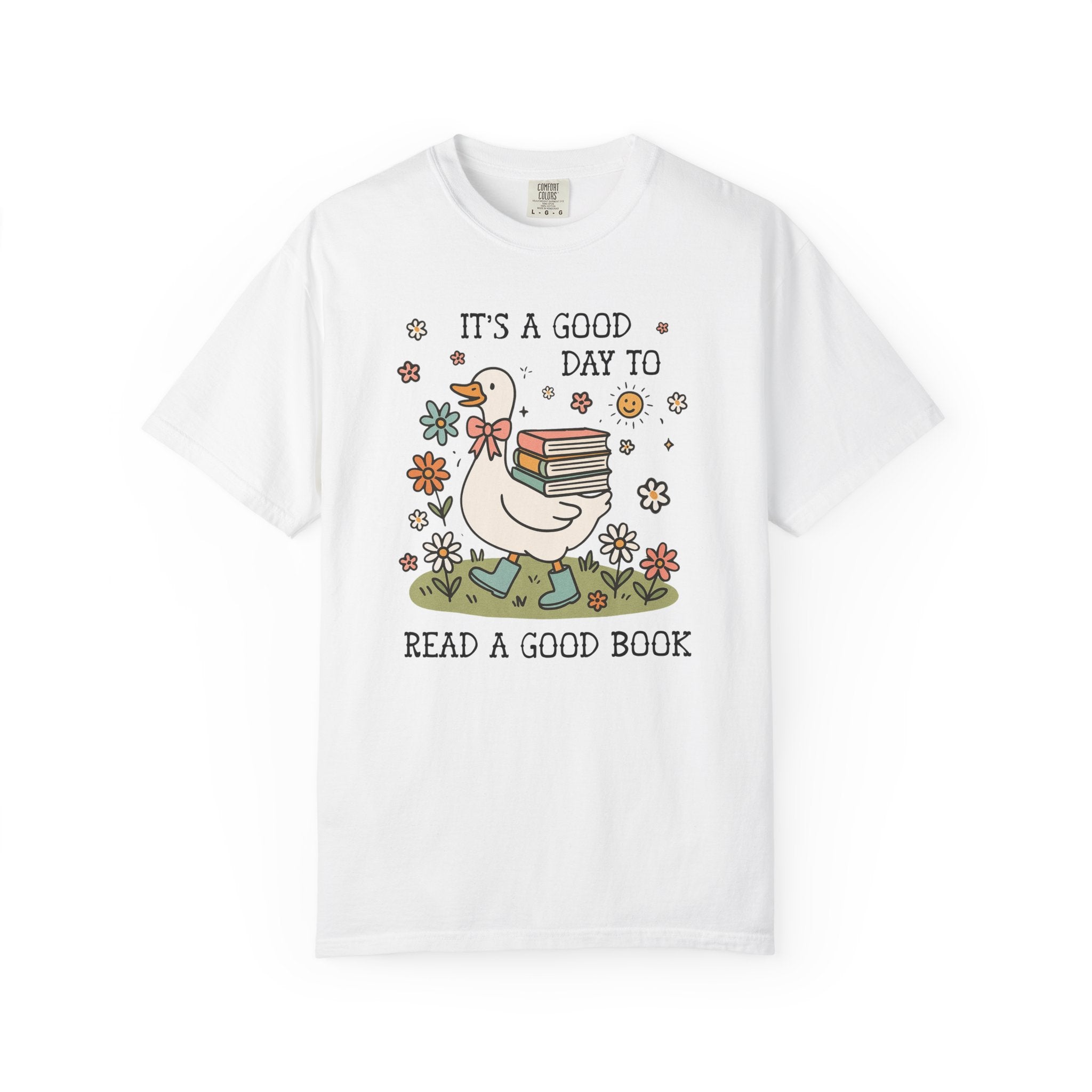 Book Lover Silly Goose Tee Shirt for School Librarian, Reading Teacher, Cute Romance Reader Bookish T-Shirt with Flowers for Animal Lover - Opal and June