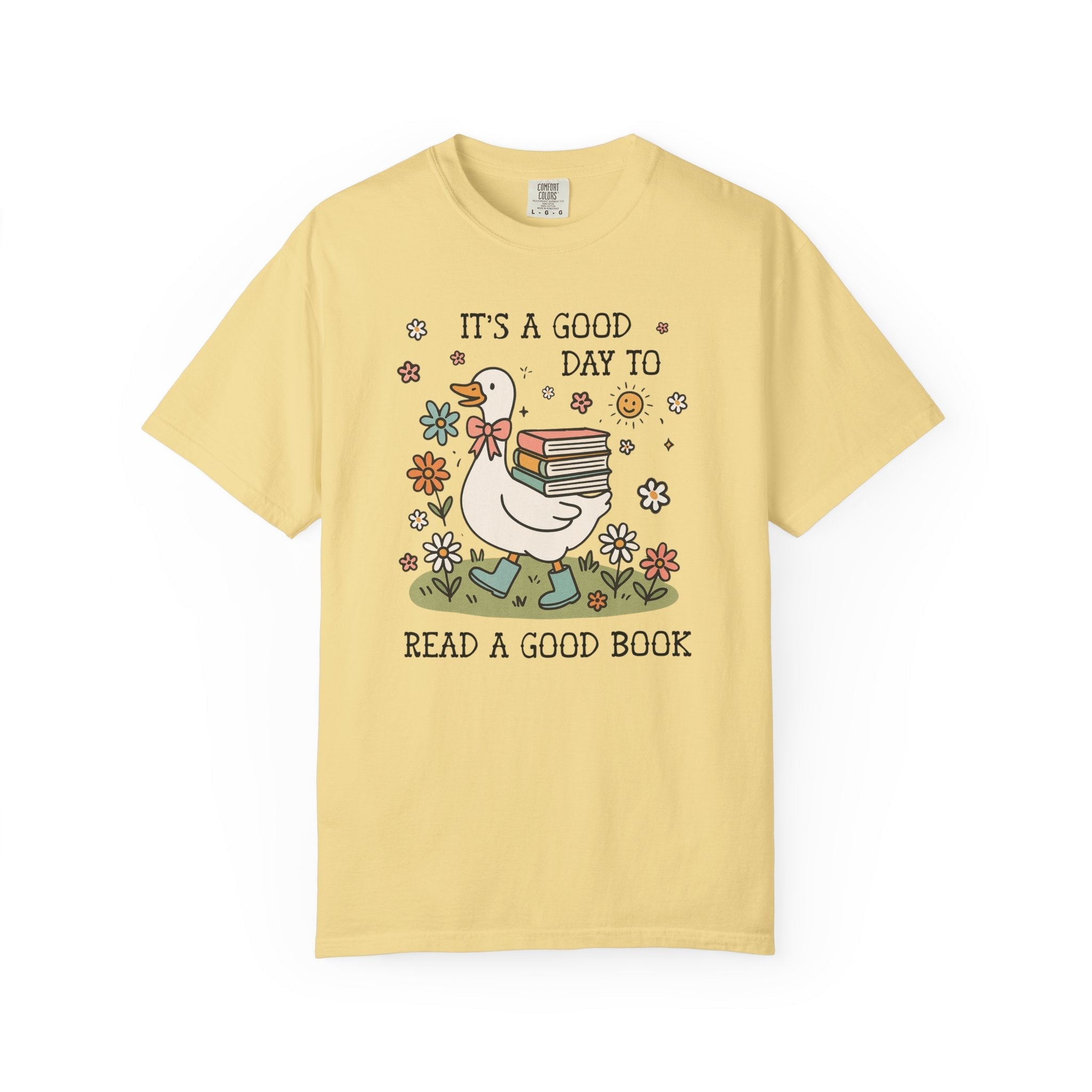 Book Lover Silly Goose Tee Shirt for School Librarian, Reading Teacher, Cute Romance Reader Bookish T-Shirt with Flowers for Animal Lover - Opal and June