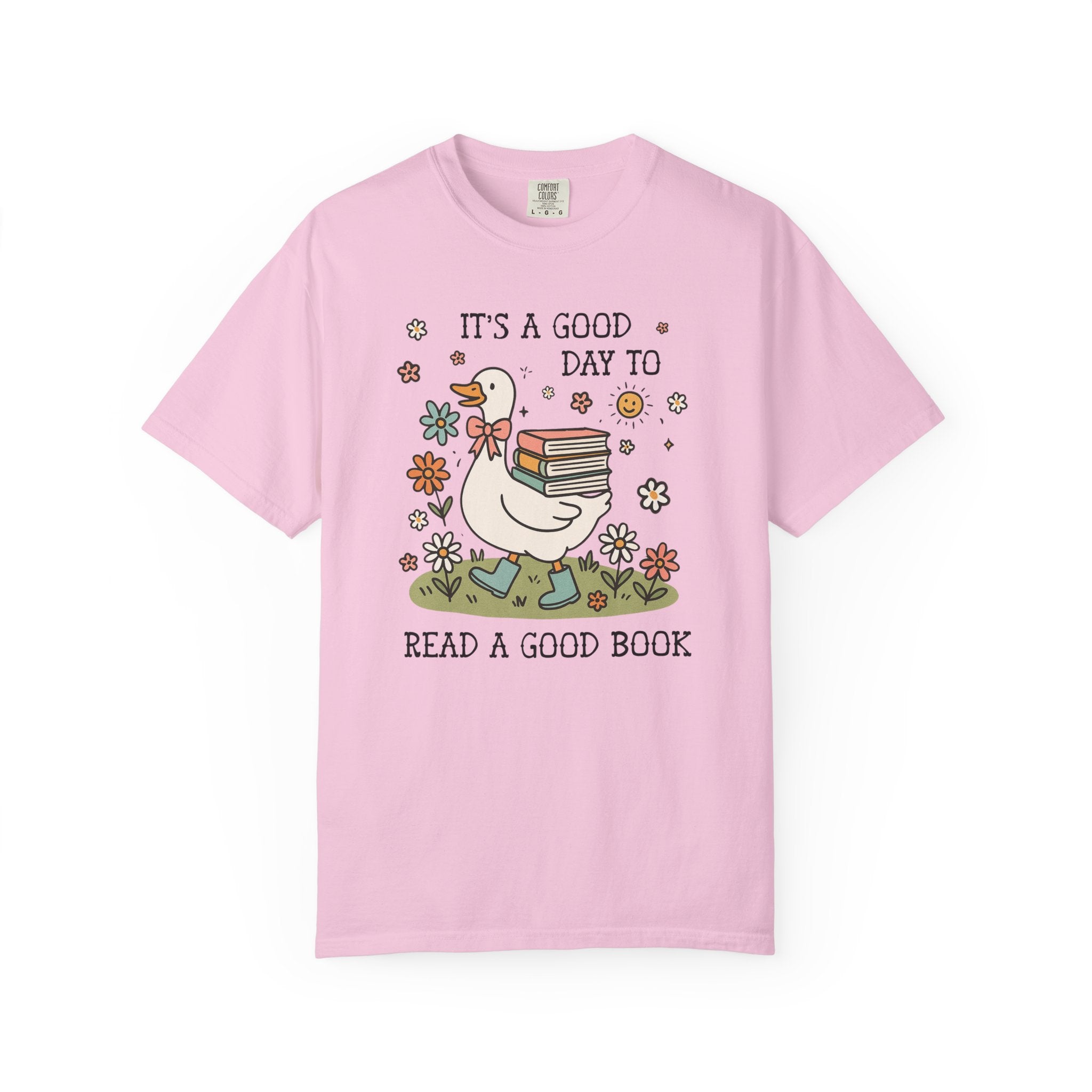 Book Lover Silly Goose Tee Shirt for School Librarian, Reading Teacher, Cute Romance Reader Bookish T-Shirt with Flowers for Animal Lover - Opal and June