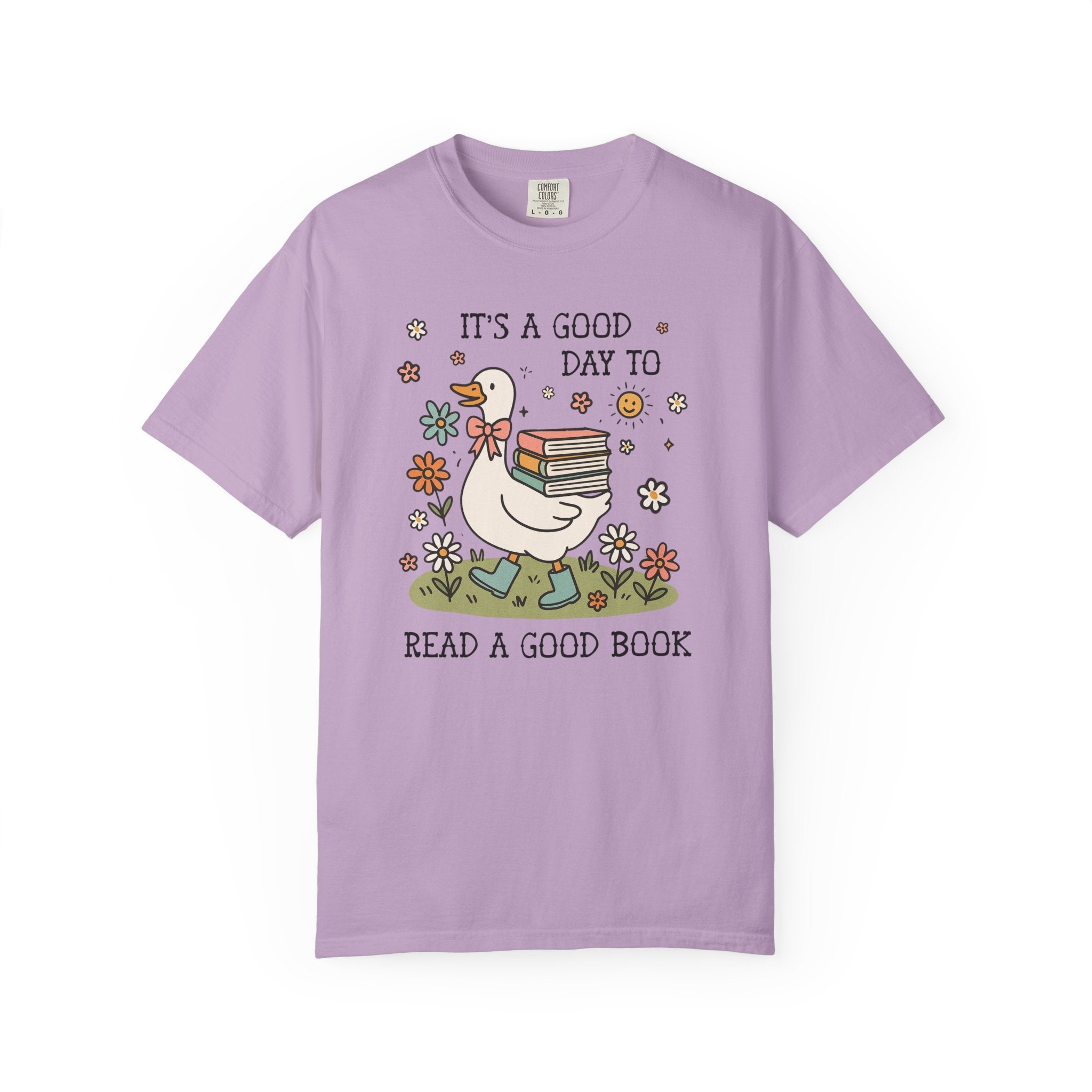 Book Lover Silly Goose Tee Shirt for School Librarian, Reading Teacher, Cute Romance Reader Bookish T-Shirt with Flowers for Animal Lover - Opal and June