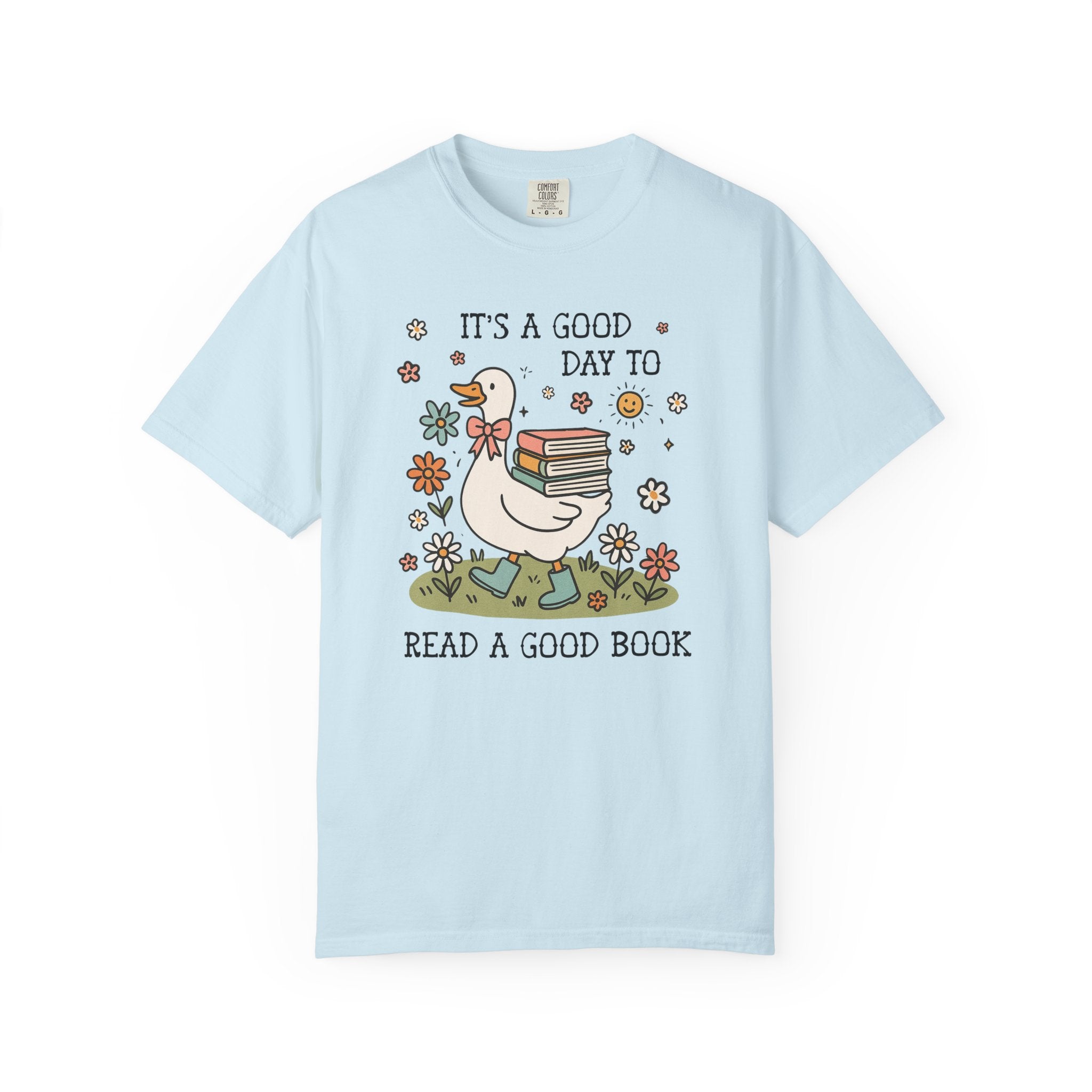 Book Lover Silly Goose Tee Shirt for School Librarian, Reading Teacher, Cute Romance Reader Bookish T-Shirt with Flowers for Animal Lover - Opal and June