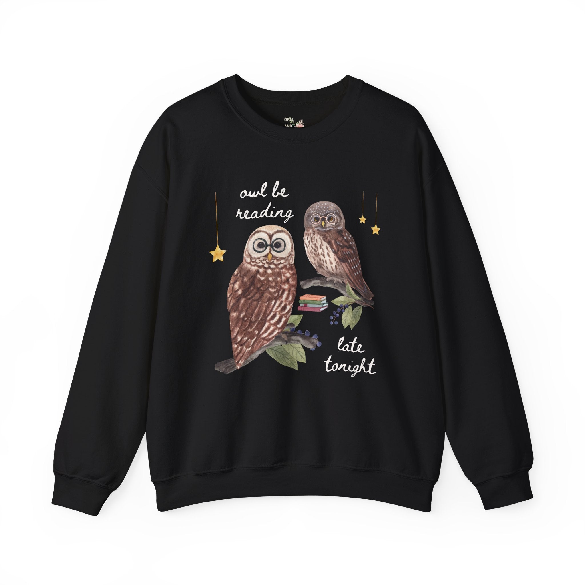 Book Lover Sweatshirt for Reader Who Loves Animals: Owl Be Reading Late Tonight, Silly Weirdcore 90s Aesthetic Gift, Romance Reader Bookworm - Opal and June