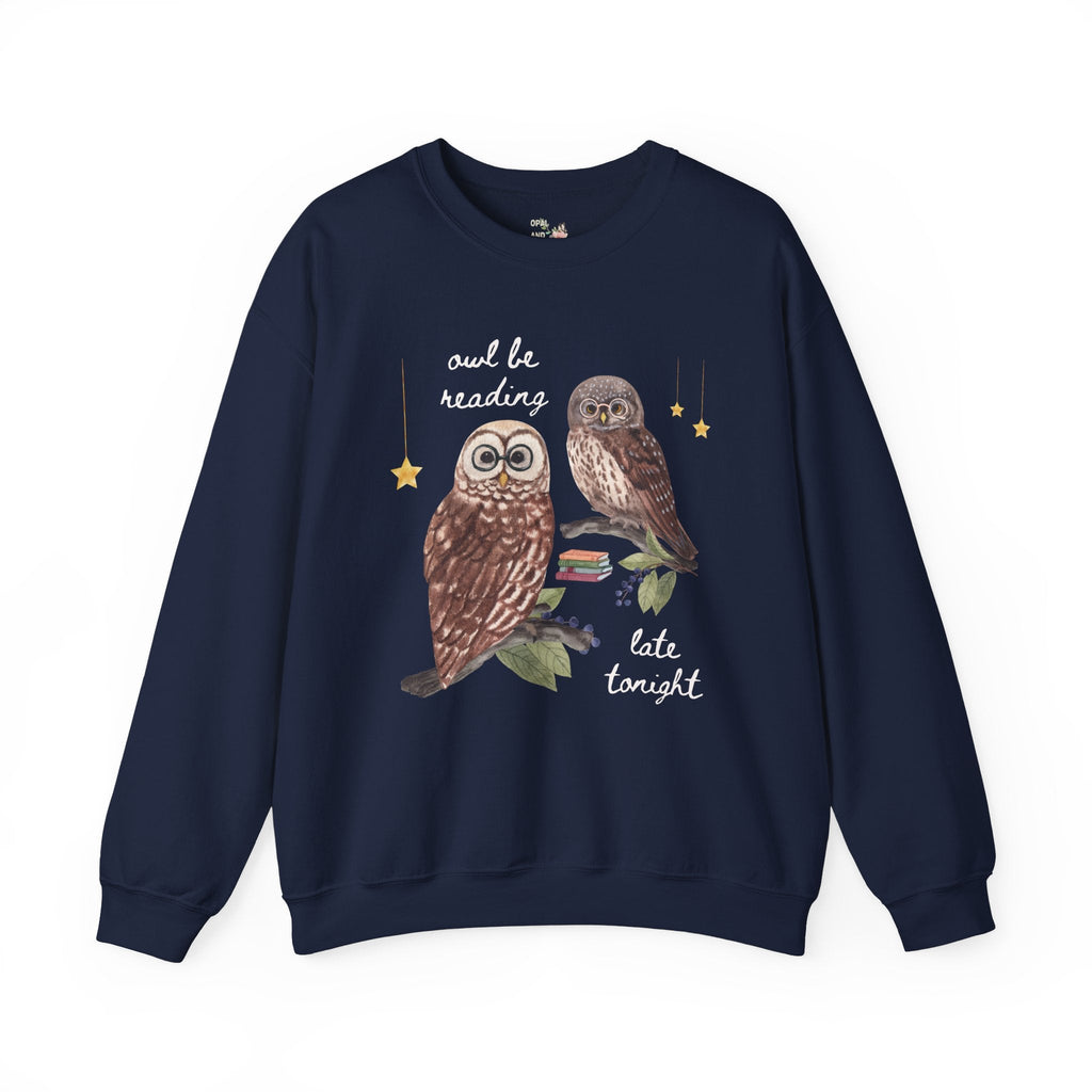 Book Lover Sweatshirt for Reader Who Loves Animals: Owl Be Reading Late Tonight, Silly Weirdcore 90s Aesthetic Gift, Romance Reader Bookworm - Opal and June