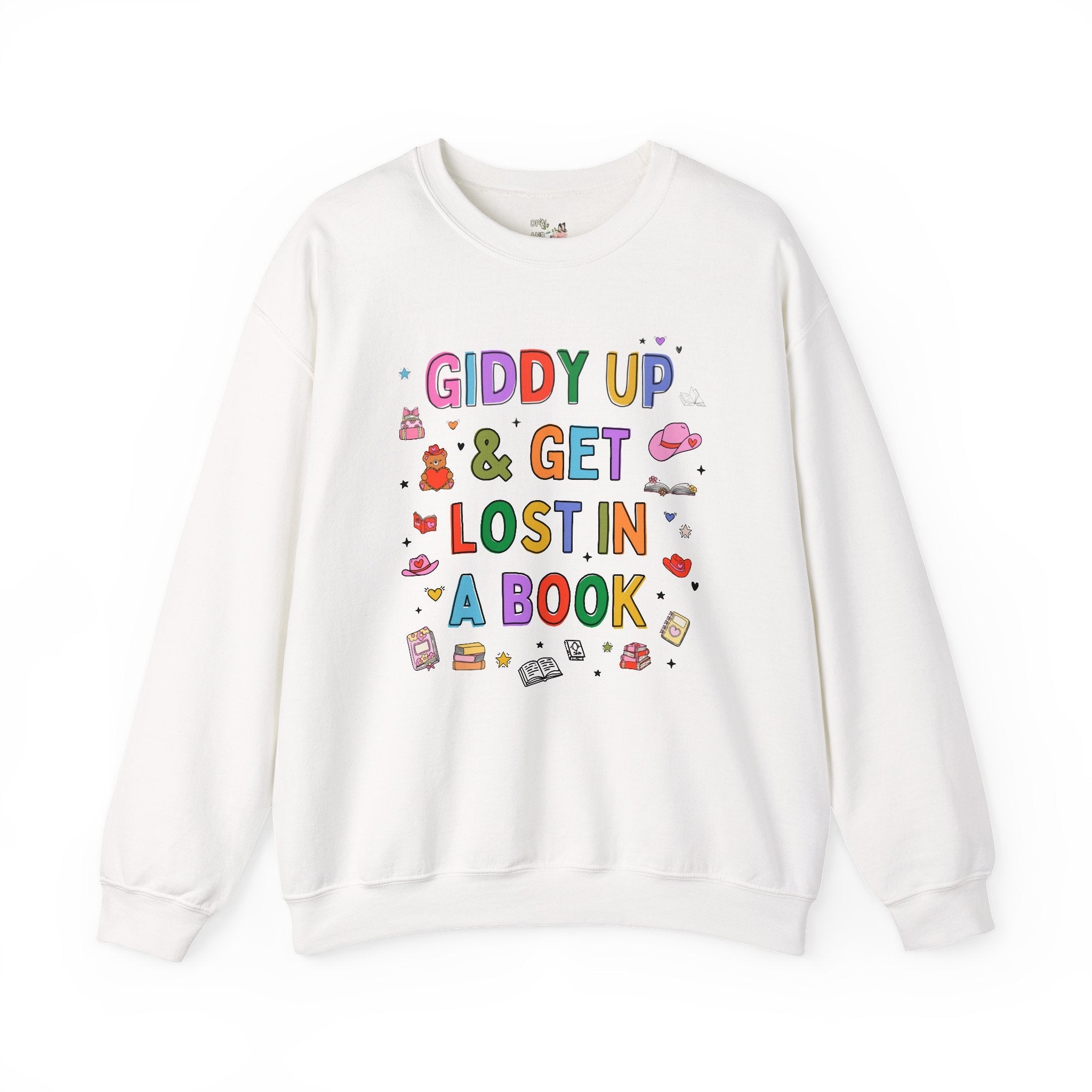 Book Lover Sweatshirt with Adorable Doodles and Groovy Western Vibes, Cute Reading Teacher Shirt, Funny Saying Librarian Book Addict Shirt - Opal and June