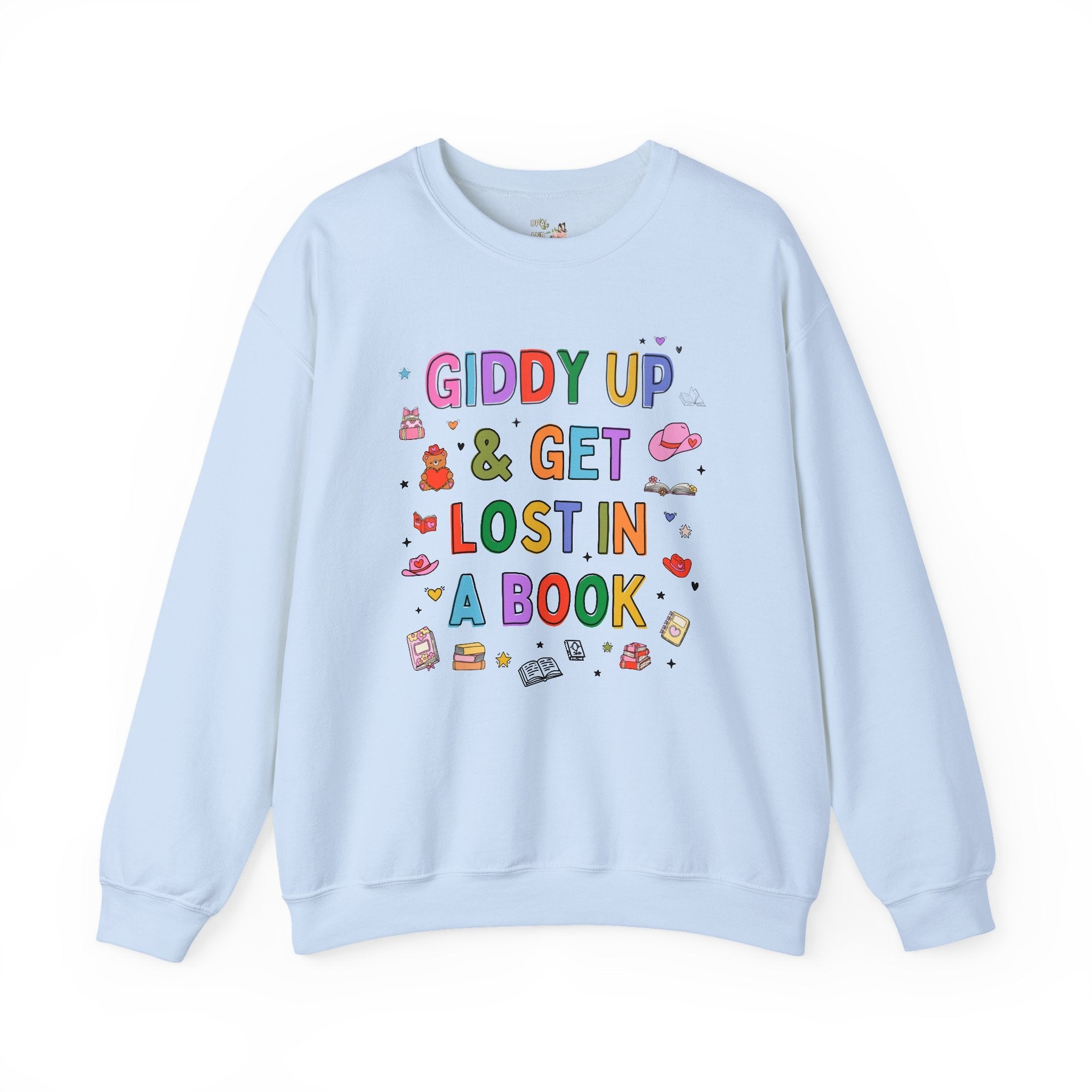 Book Lover Sweatshirt with Adorable Doodles and Groovy Western Vibes, Cute Reading Teacher Shirt, Funny Saying Librarian Book Addict Shirt - Opal and June