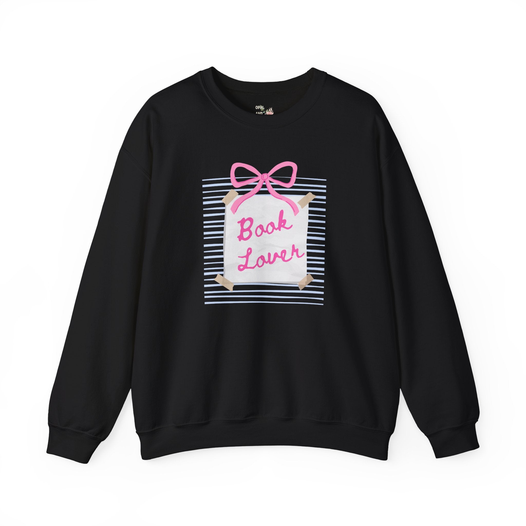 Book Lover Sweatshirt with Bow: Cute Reading Teacher Shirt for Librarian or Romance Reader, Book Writer Gift Idea, Retro Bookworm Gift - Opal and June