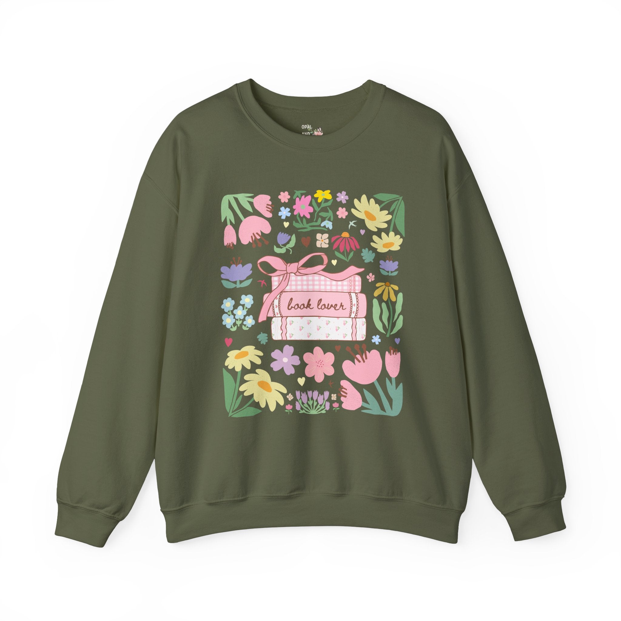 Book Lover Sweatshirt with Flowers: Romance Reader Bookish Shirt for Bookworm, School Librarian, Gift for Reading Teacher, Read More Books - Opal and June