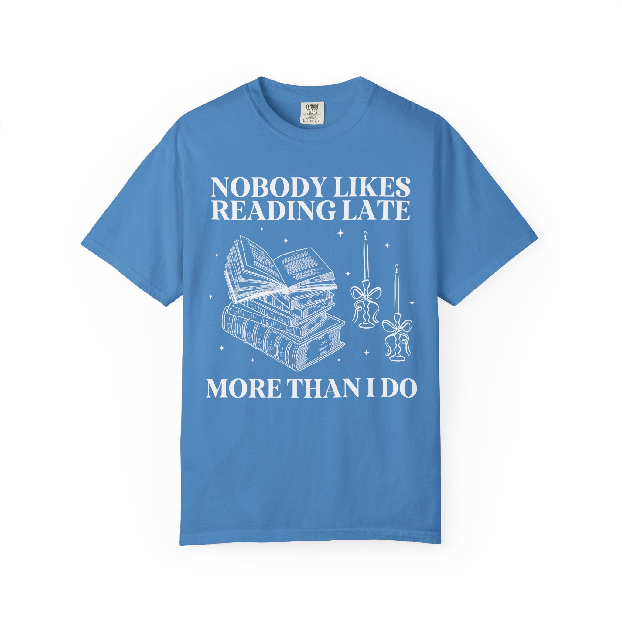 Book Lover Tee Shirt for Romance Reader Who Loves to Stay Up Late Reading, Funny Saying Bookish T-Shirt with Stars, Cute Bookworm Present - Opal and June