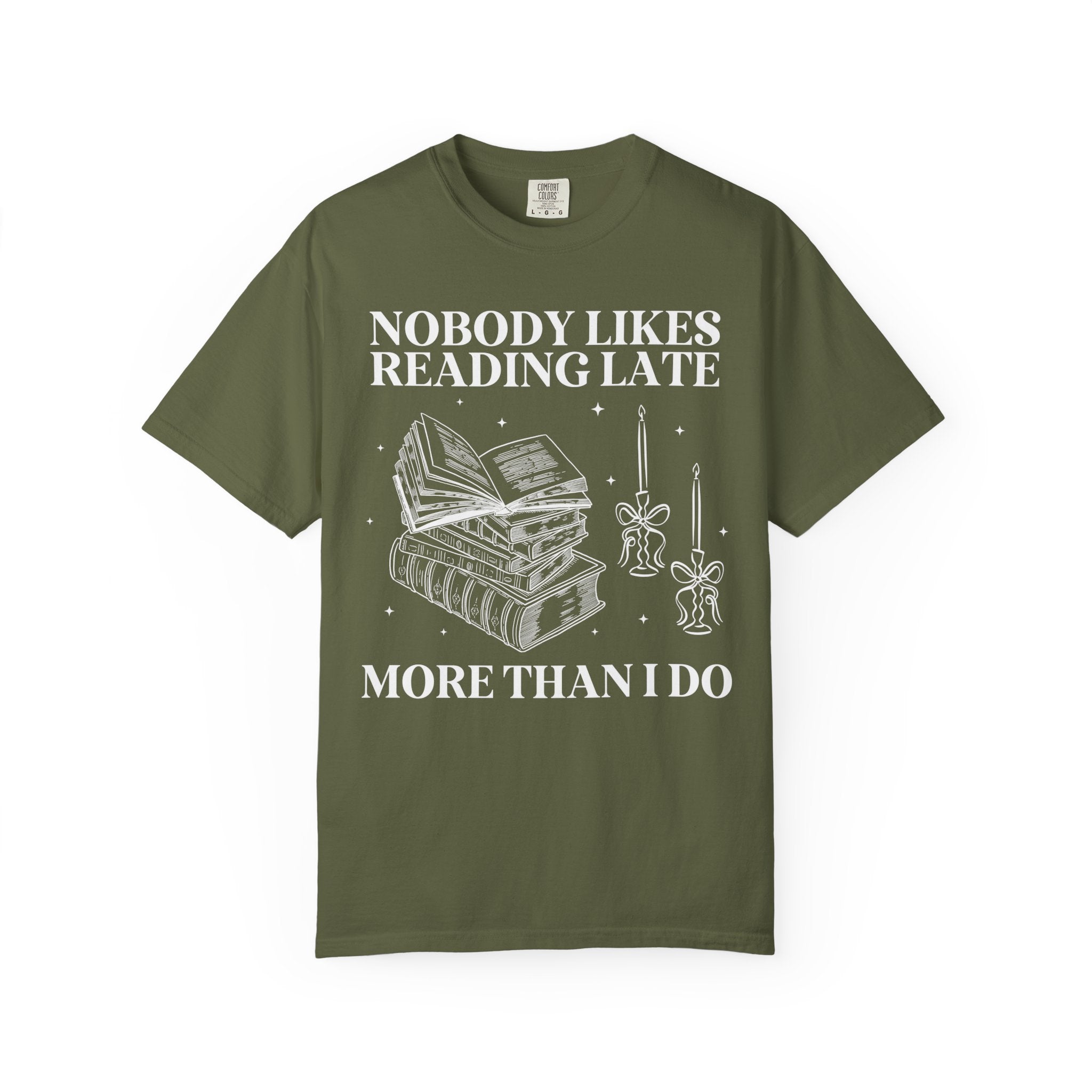 Book Lover Tee Shirt for Romance Reader Who Loves to Stay Up Late Reading, Funny Saying Bookish T-Shirt with Stars, Cute Bookworm Present - Opal and June