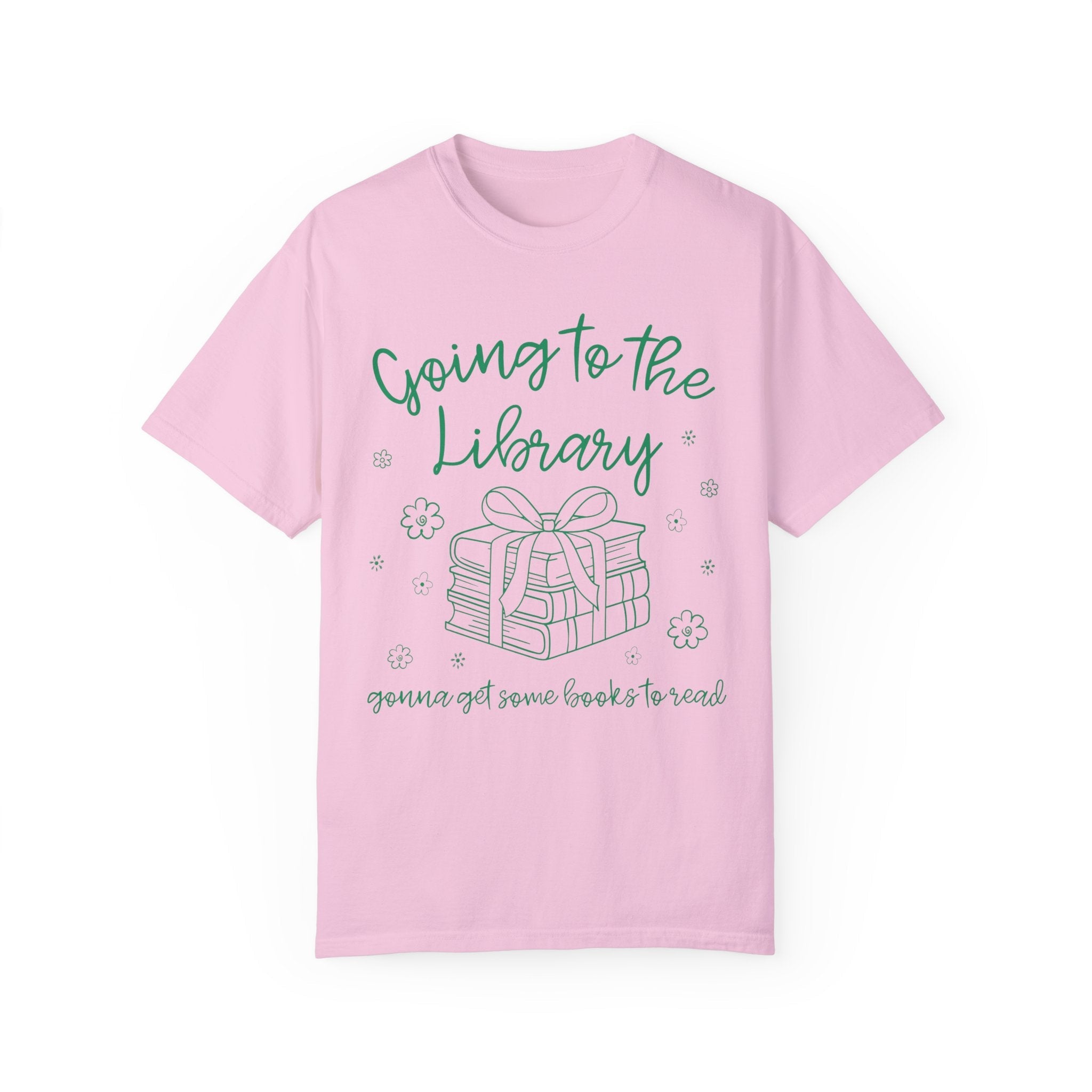 Book Lover Tee Shirt: Going to the Library, Funny Bookish T-Shirt for Librarian or Reading Teacher, Romance Reader T-Shirt with Flowers - Opal and June