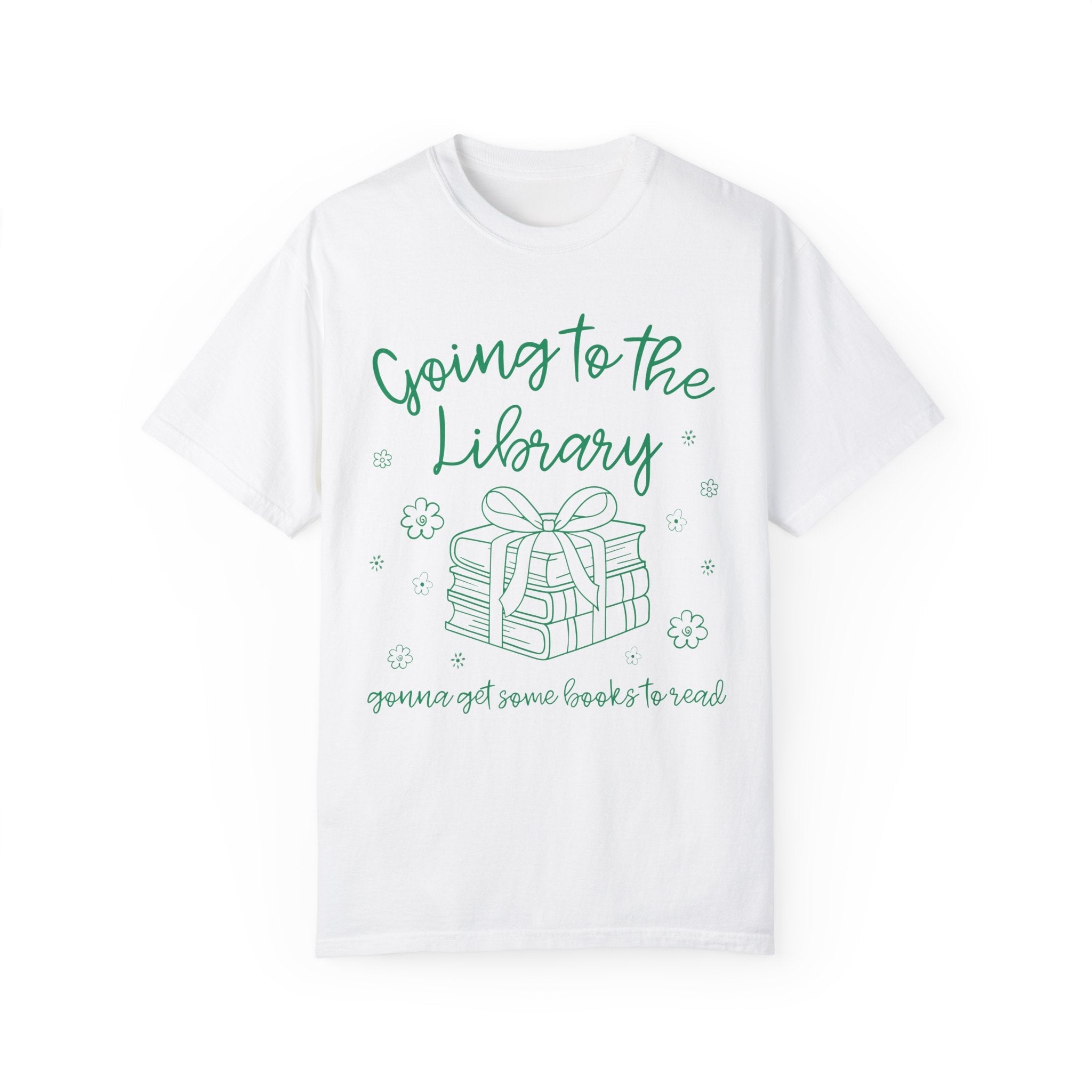 Book Lover Tee Shirt: Going to the Library, Funny Bookish T-Shirt for Librarian or Reading Teacher, Romance Reader T-Shirt with Flowers - Opal and June