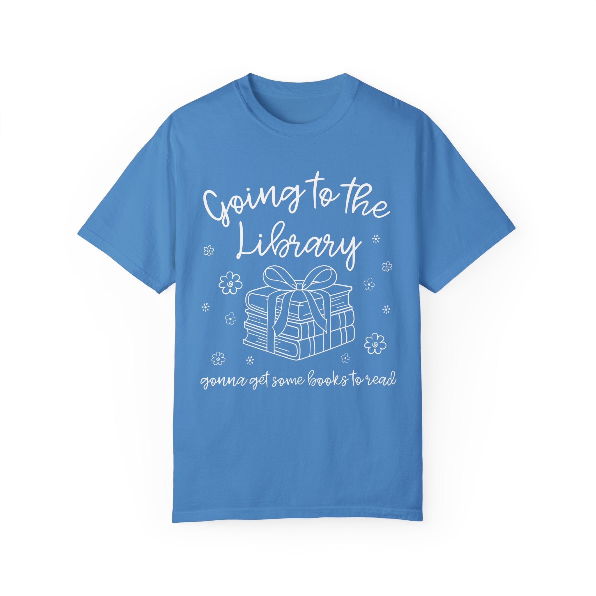Book Lover Tee Shirt: Going to the Library, Funny Bookish T-Shirt for Librarian or Reading Teacher, Romance Reader T-Shirt with Flowers - Opal and June