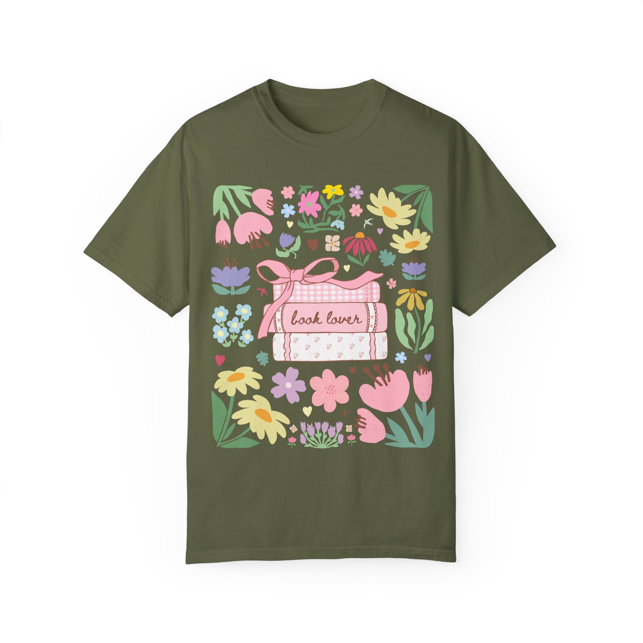 Book Lover Tee Shirt with Flowers - Opal and June