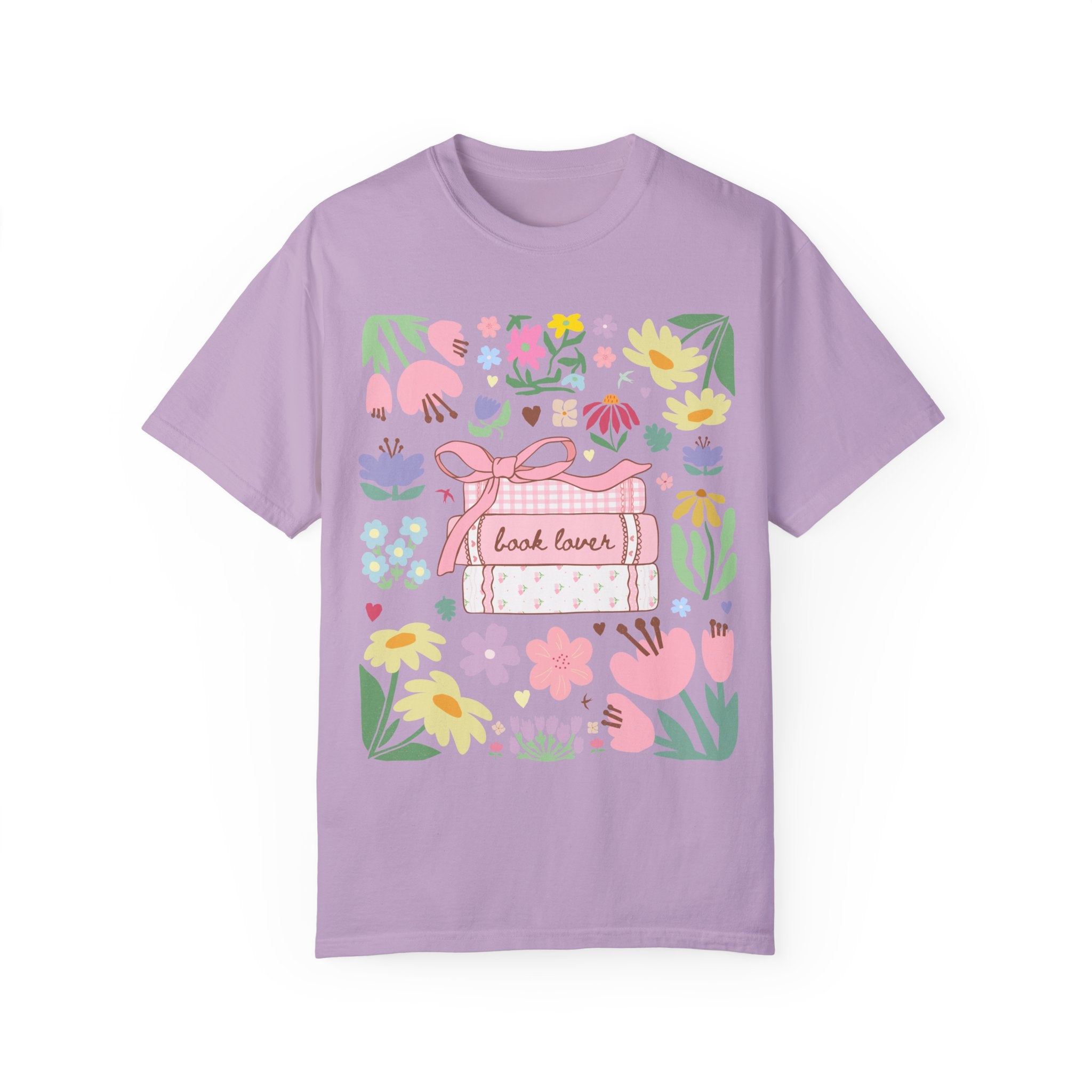 Book Lover Tee Shirt with Flowers - Opal and June