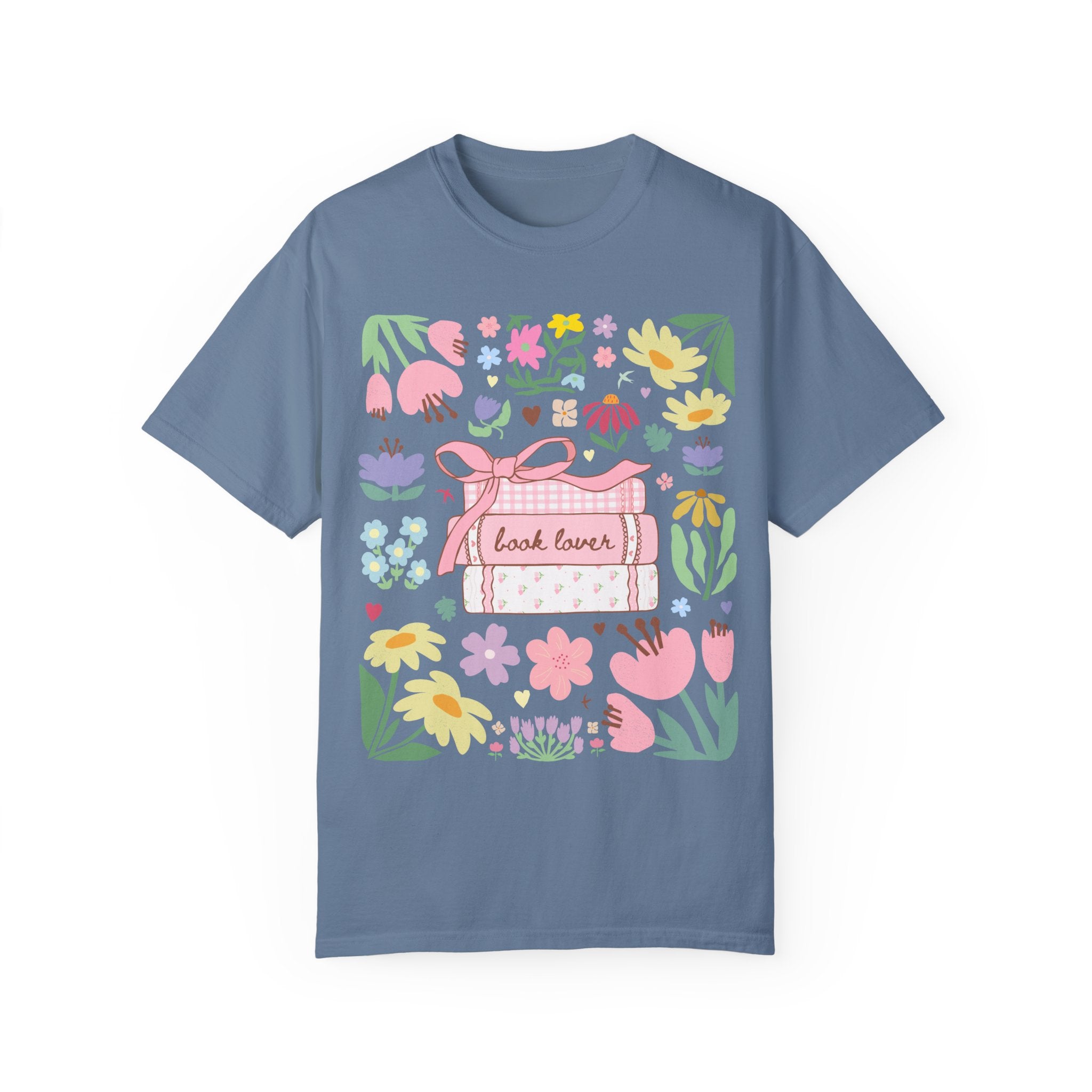 Book Lover Tee Shirt with Flowers - Opal and June