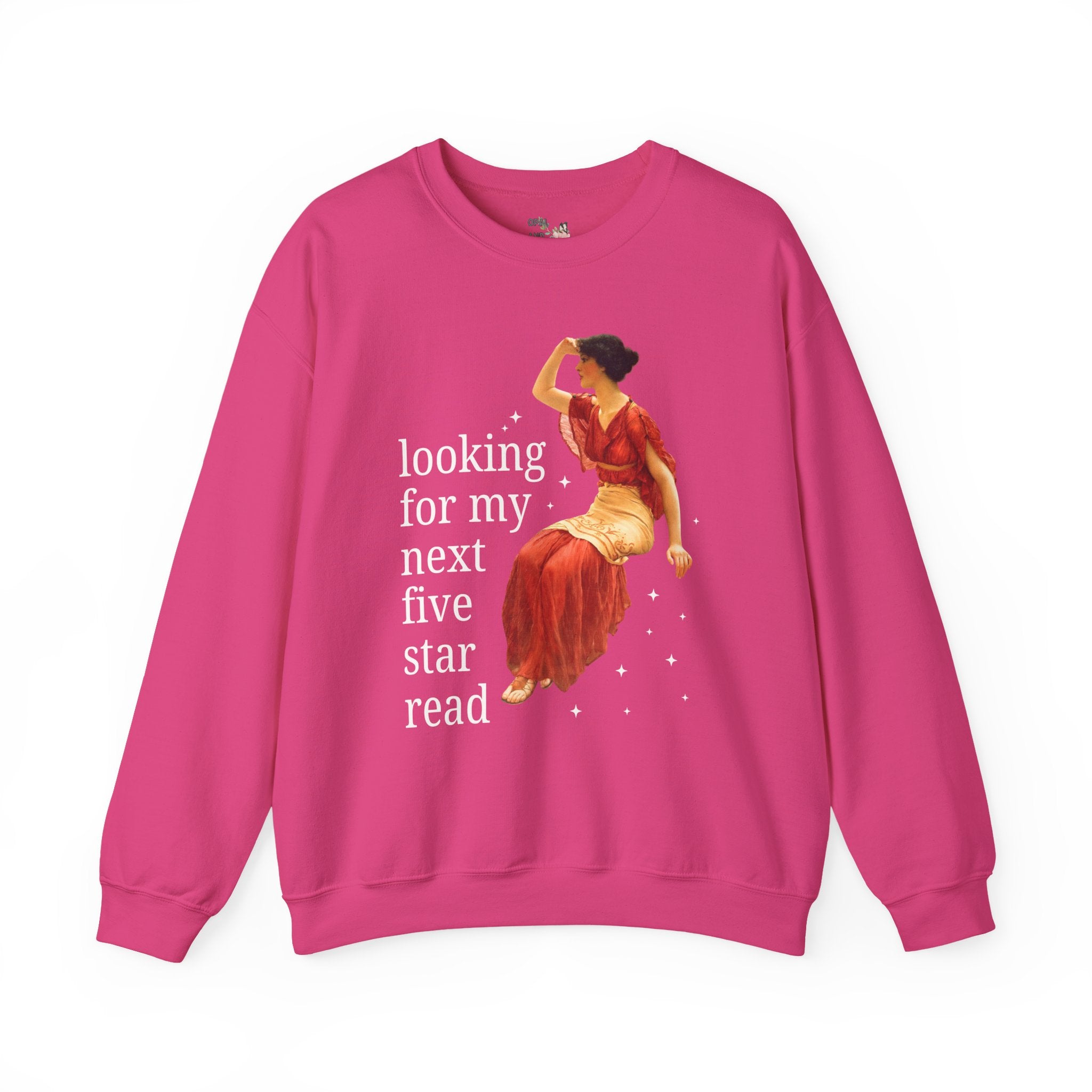 Bookish Art History Sweatshirt: Looking For My Next Five Star Reader, Silly Book Lover Crewneck for Bookworm Who Loves 19th Century Art - Opal and June