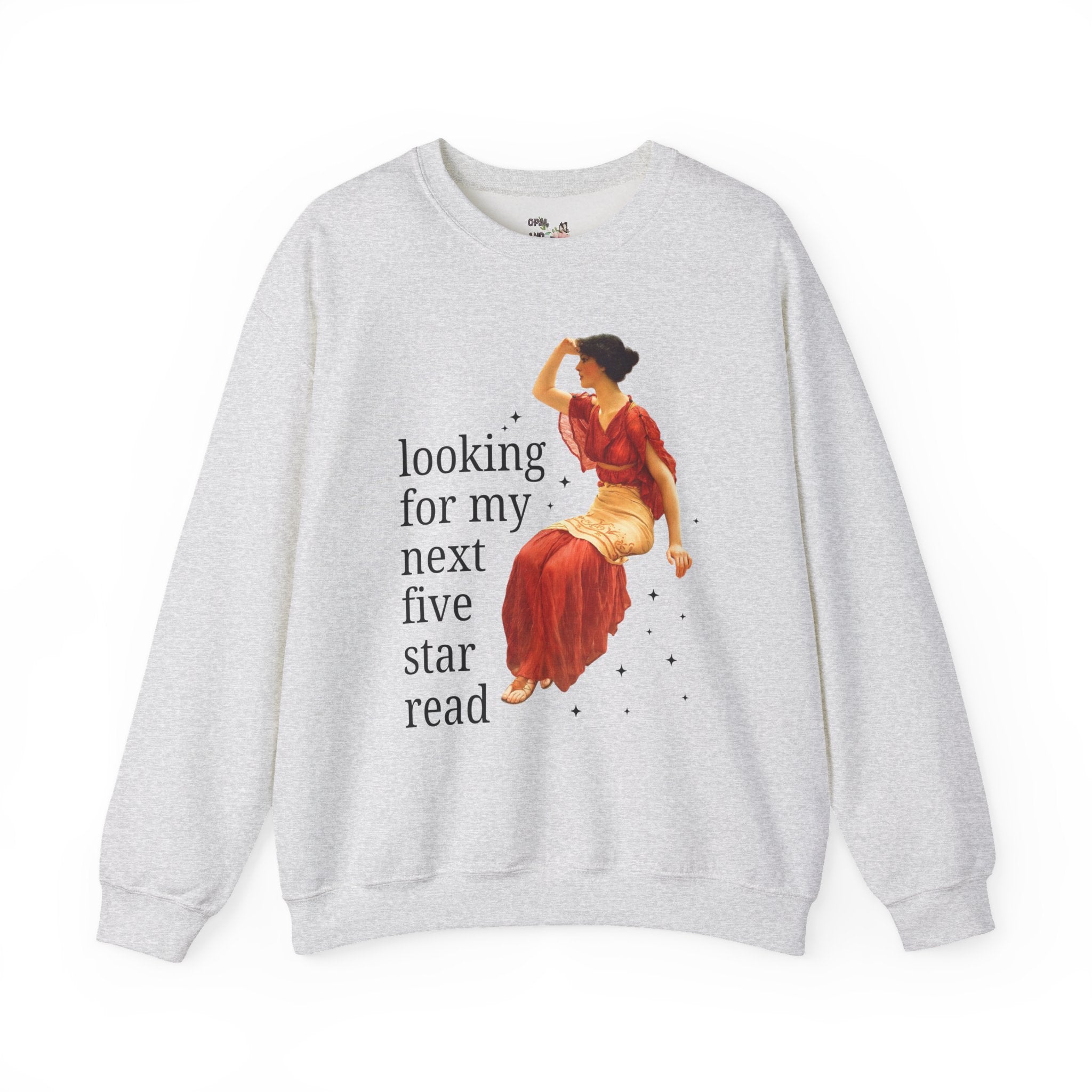 Bookish Art History Sweatshirt: Looking For My Next Five Star Reader, Silly Book Lover Crewneck for Bookworm Who Loves 19th Century Art - Opal and June