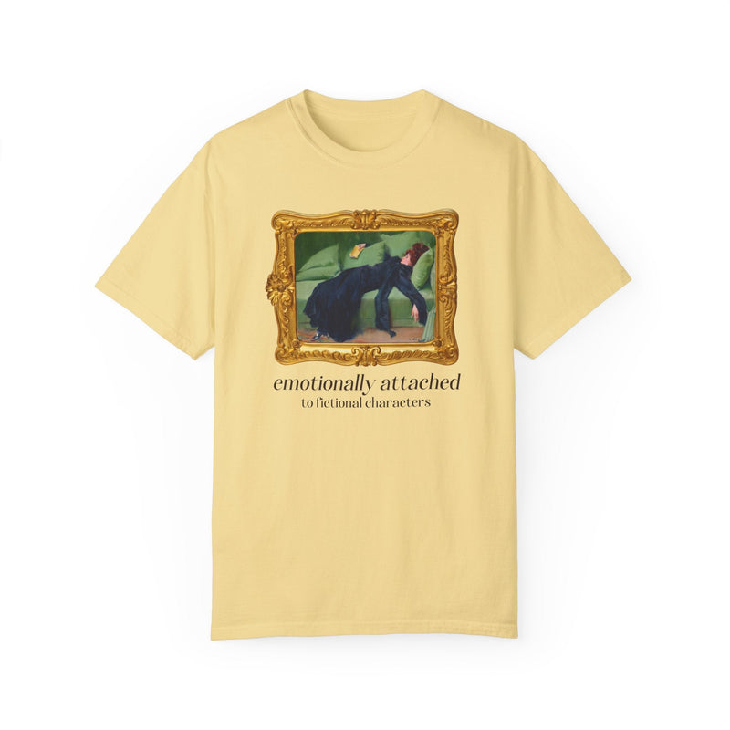 Bookish Art History Tee Shirt for Romance Reader or Book Lover: Emotionally Attached to Fictional Characters, Funny Bookworm Gift for Wife - Opal and June