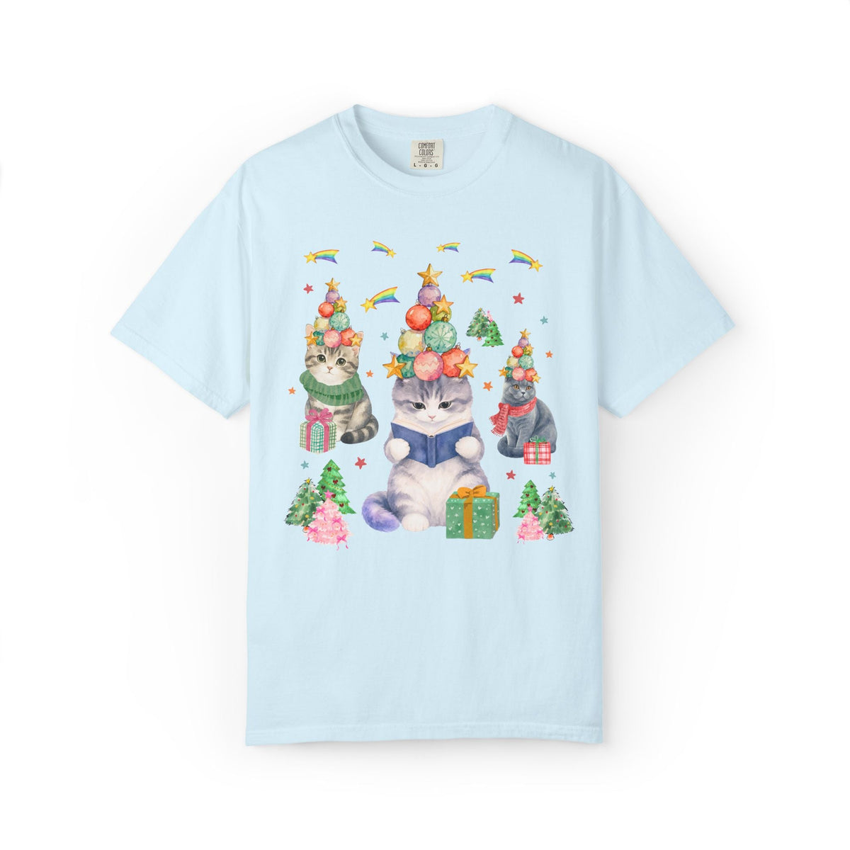 Bookish Cat Christmas Tee Shirt - Opal and June
