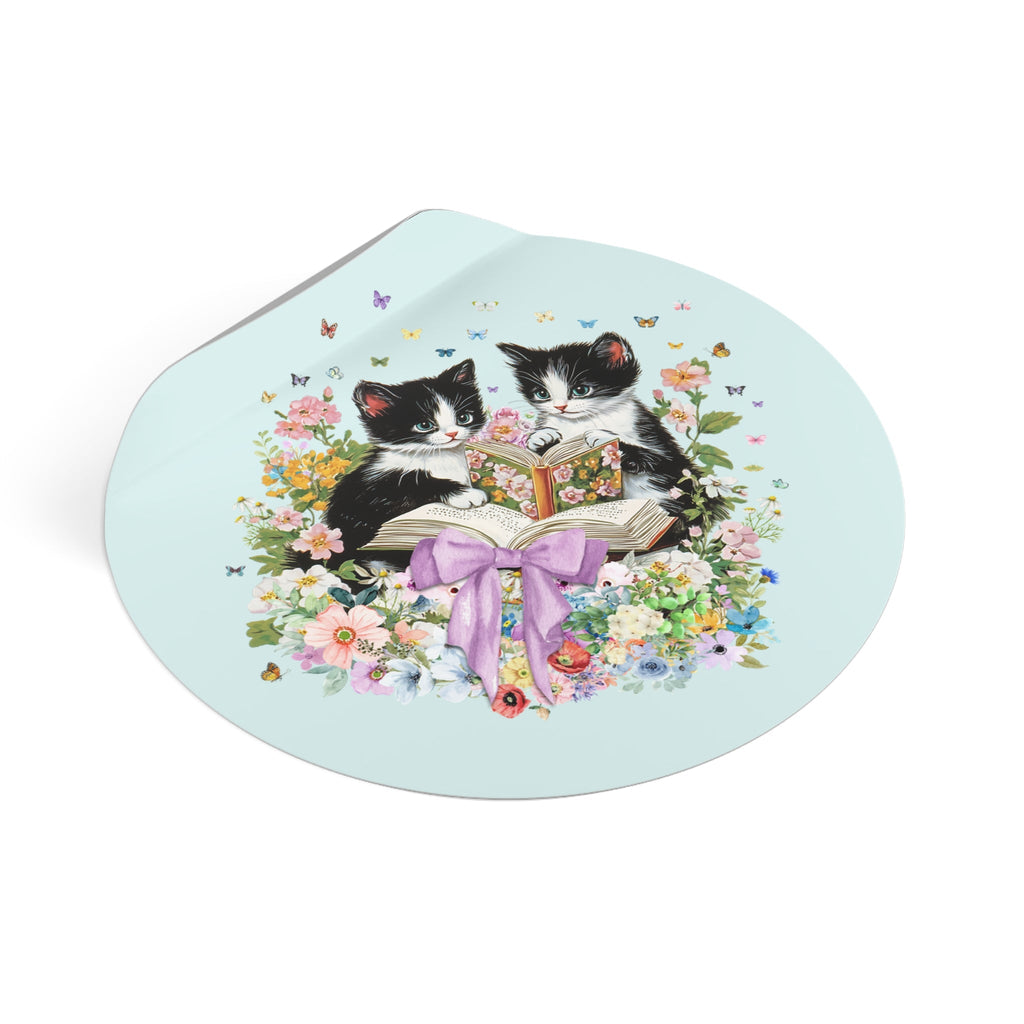 Bookish Cat Lover Sticker, Cat Mom, Cat Dad Who Loves Reading, Cute School Librarian Sticker for Bookworm Who Loves Kittens, 90s Throwback - Opal and June