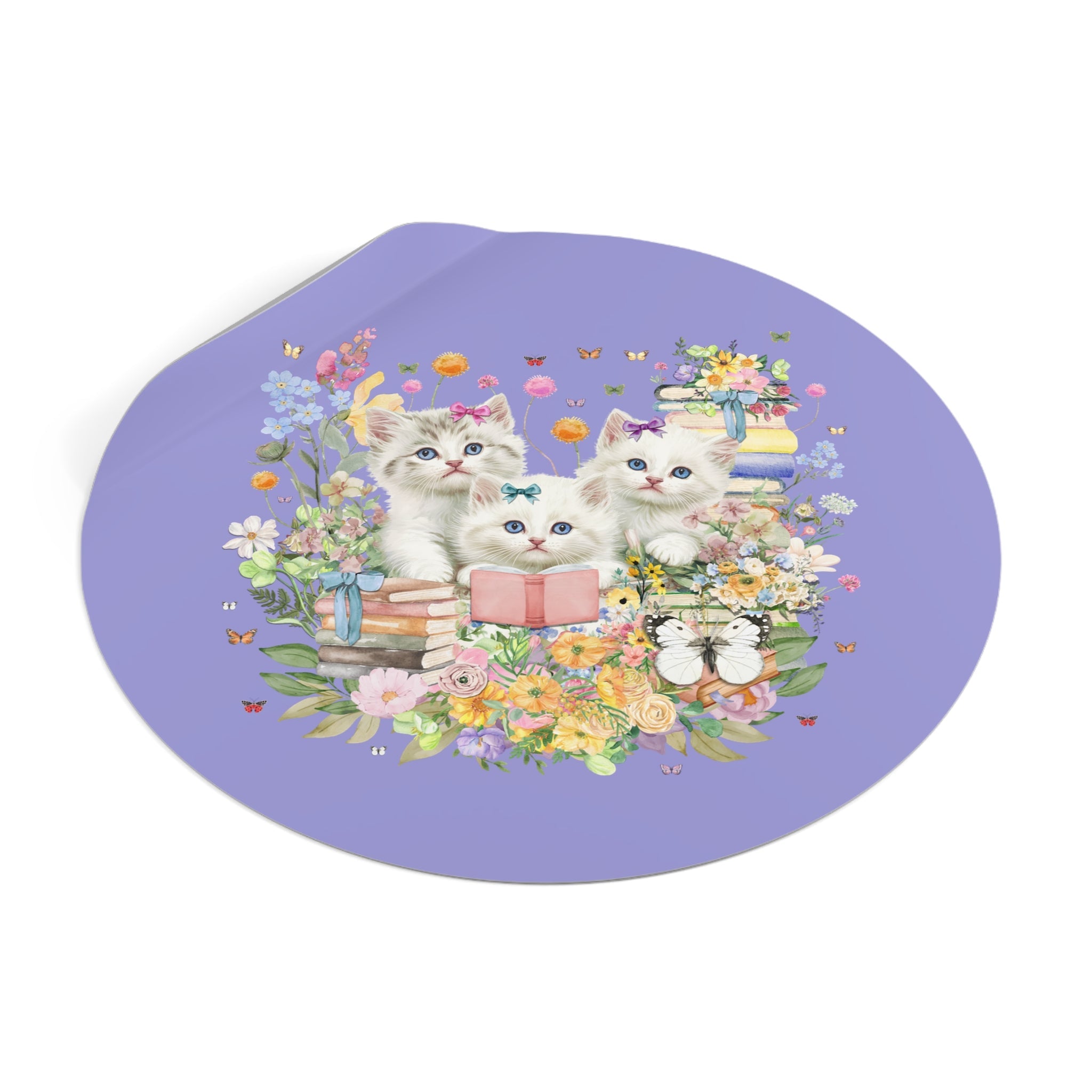 Bookish Cat Lover Sticker for Cat Mom or Cat Dad Who Loves Reading: 90s Throwback Sticker with Butterflies, Gift for Bookworm or Author - Opal and June