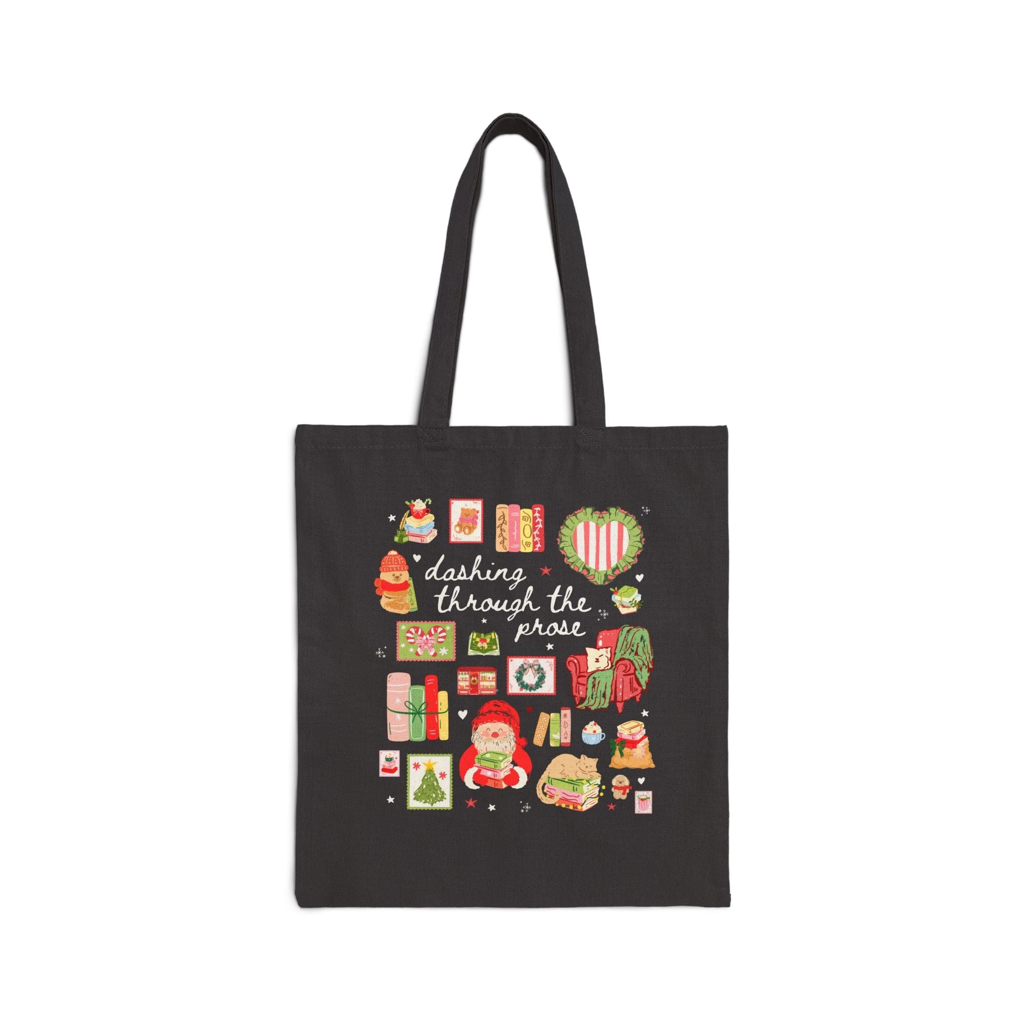 Bookish Christmas Tote Bag for Romance Reader or School Librarian, Funny Saying Book Lover Gift Idea, Matching Holiday Tote for Bookworm - Opal and June