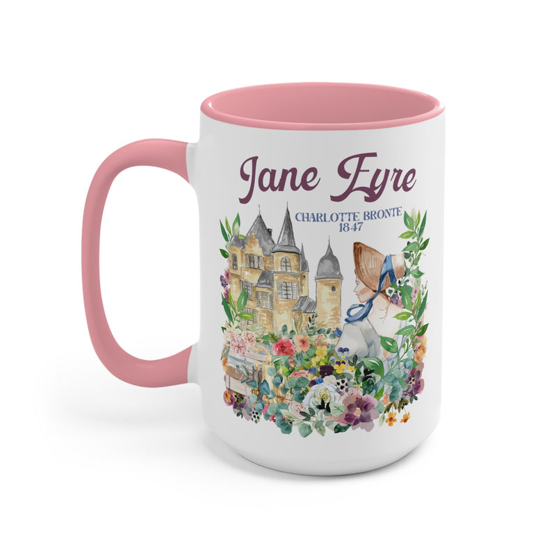 Bookish Classic Literature Coffee Mug: Jane Eyre by Charlotte Bronte | 15 Oz Floral Boho Style Coffee Mug - Opal and June