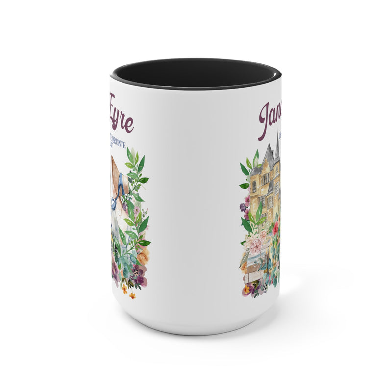 Bookish Classic Literature Coffee Mug: Jane Eyre by Charlotte Bronte | 15 Oz Floral Boho Style Coffee Mug - Opal and June