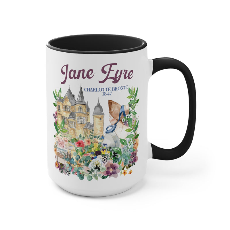 Bookish Classic Literature Coffee Mug: Jane Eyre by Charlotte Bronte | 15 Oz Floral Boho Style Coffee Mug - Opal and June