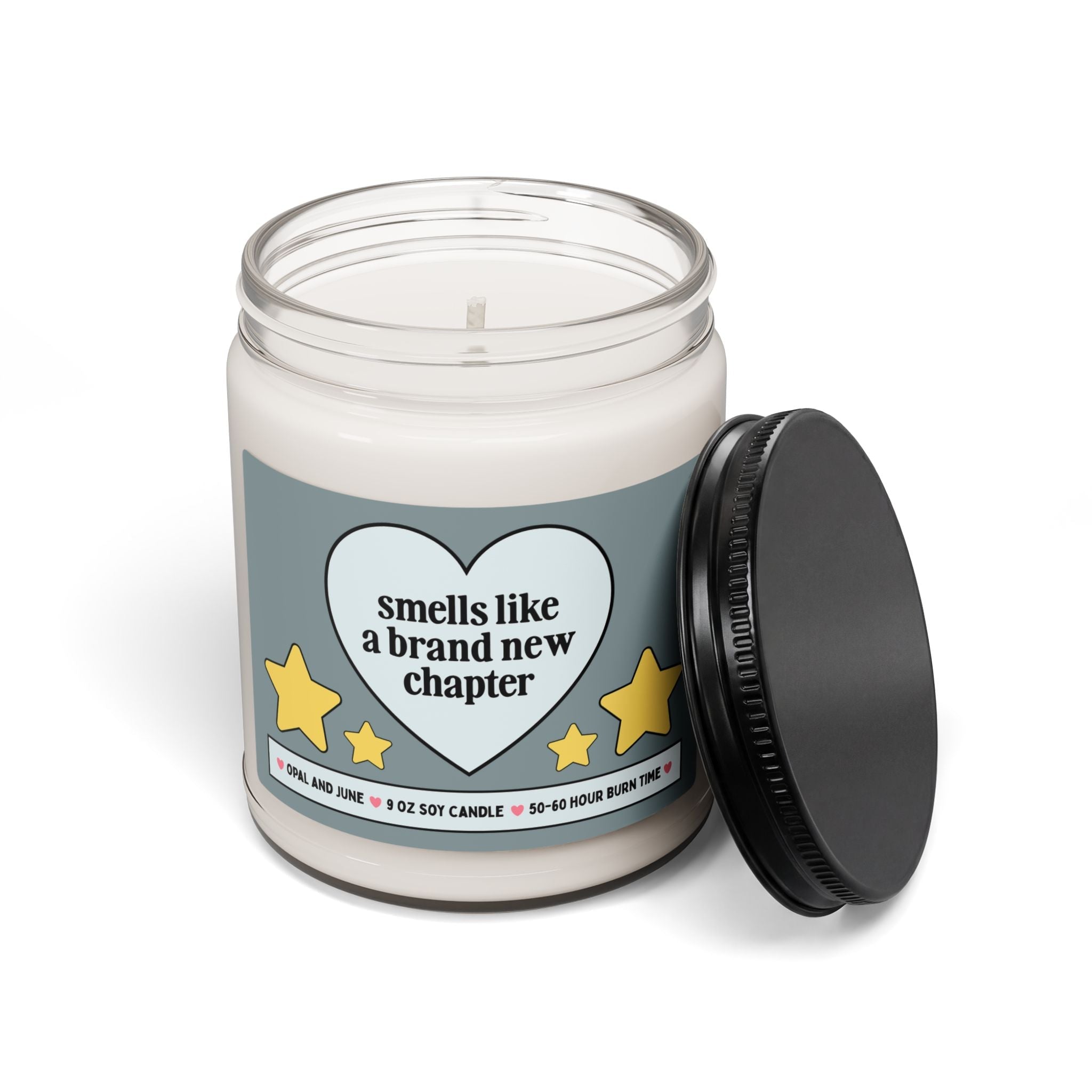 Bookish Congratulations Gift for Friend with a New Job, Co-Worker Starting a New Career: Smells Like a Brand New Chapter 9 Oz Soy Candle - Opal and June