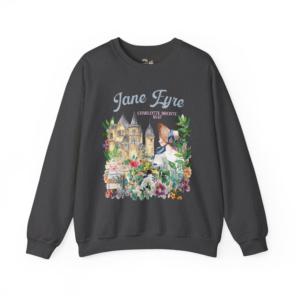 Bookish Cottagecore Sweatshirt: Jane Eyre by Charlotte Bronte | 19th Century Classic Literature Shirt for Librarian, Gift for Book Lover - Opal and June